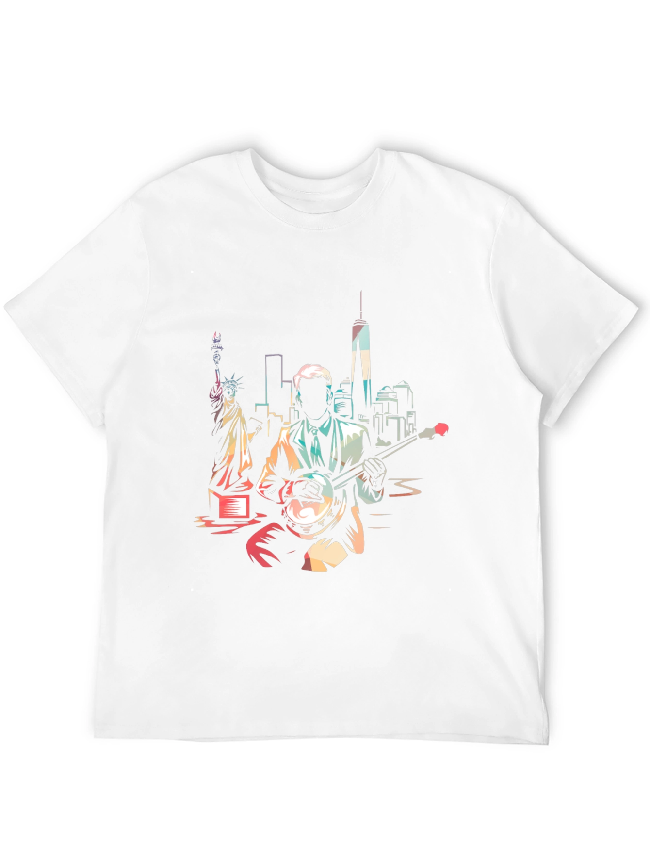 NYC Banjo Player Graphic Tee - Cool Design