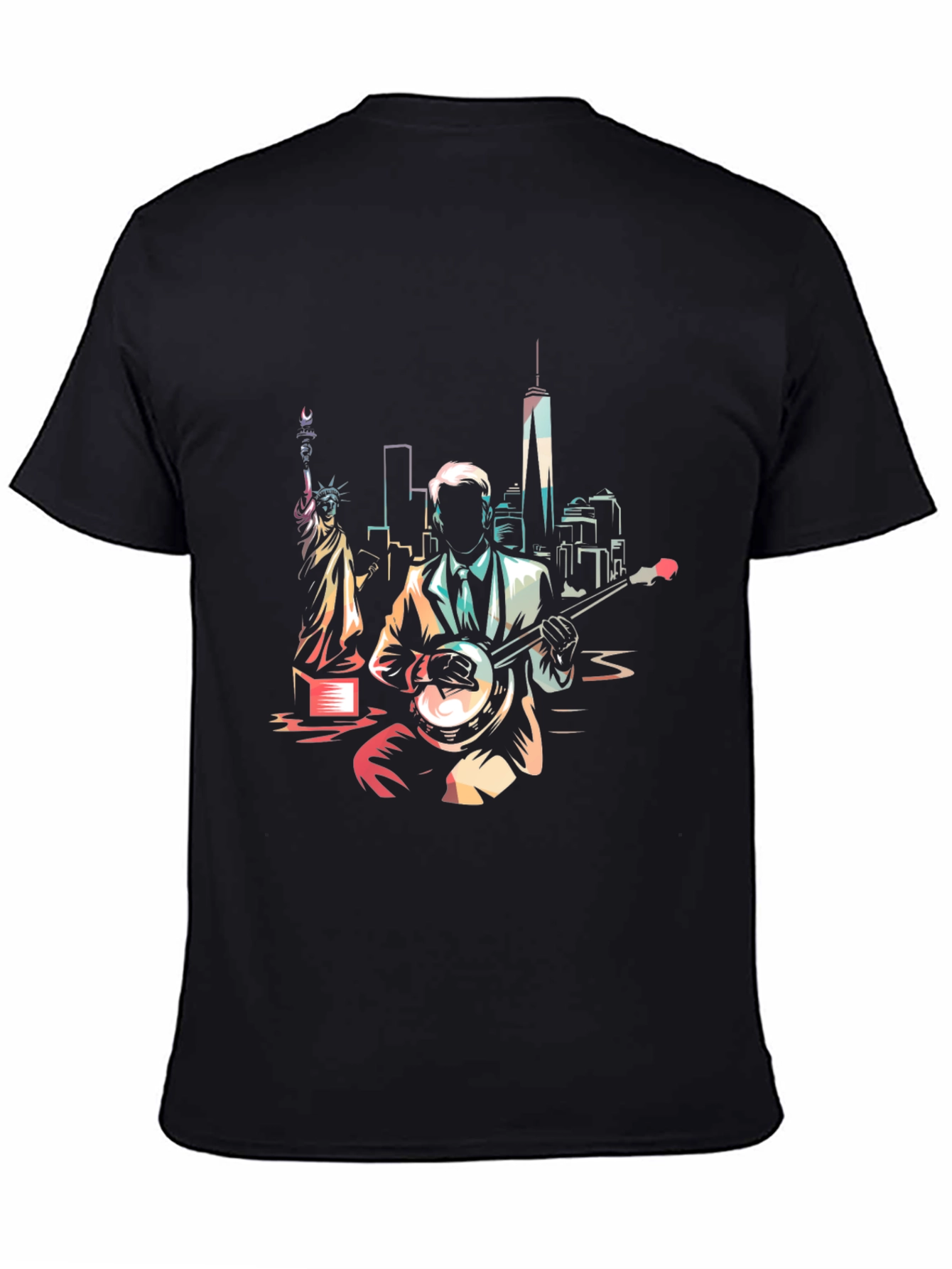 NYC Banjo Player Graphic Tee - Cool Design