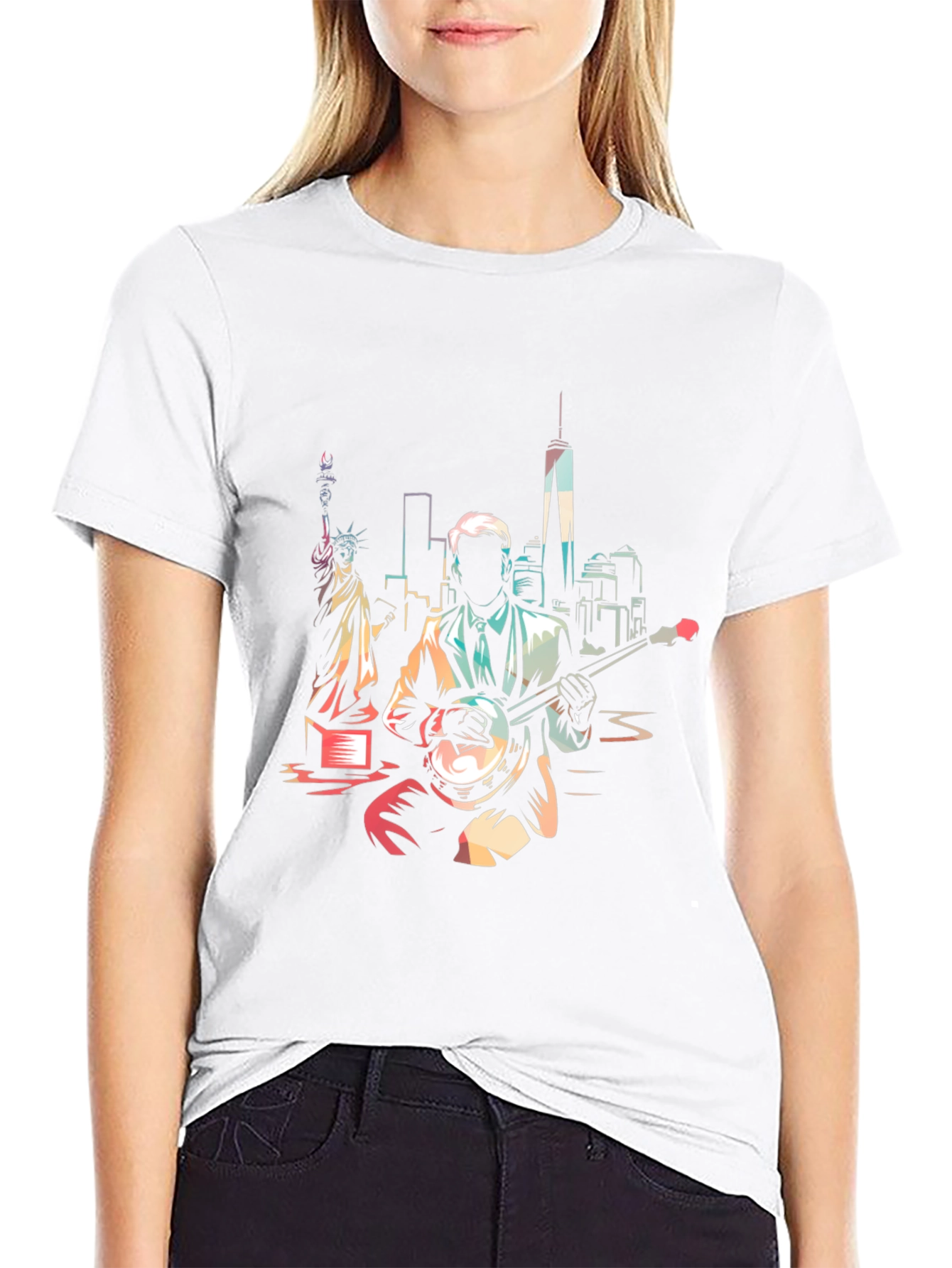 NYC Banjo Player Graphic Tee - Cool Design