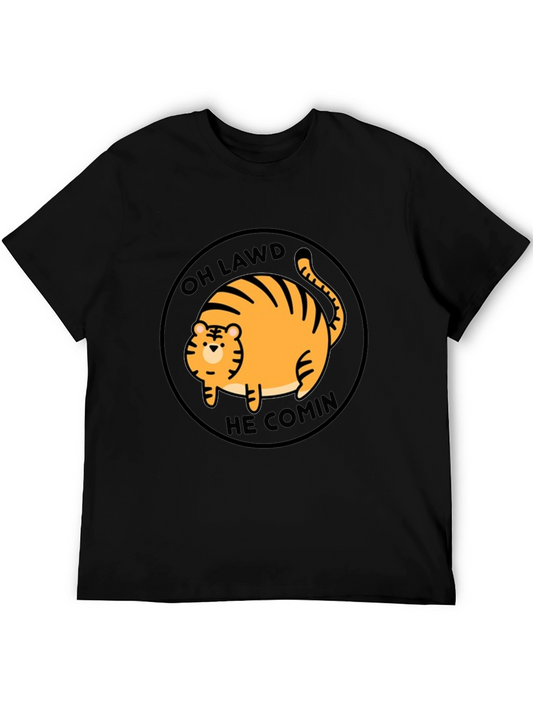 Oh Lawd He Comin Cat T-Shirt - Funny Round Orange Tabby Tee