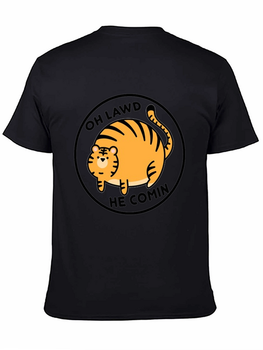 Oh Lawd He Comin Cat T-Shirt - Funny Round Orange Tabby Tee