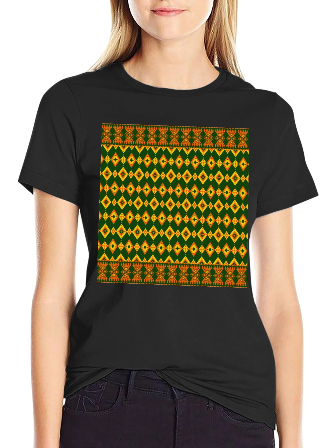 Tribal Pattern Black T-Shirt