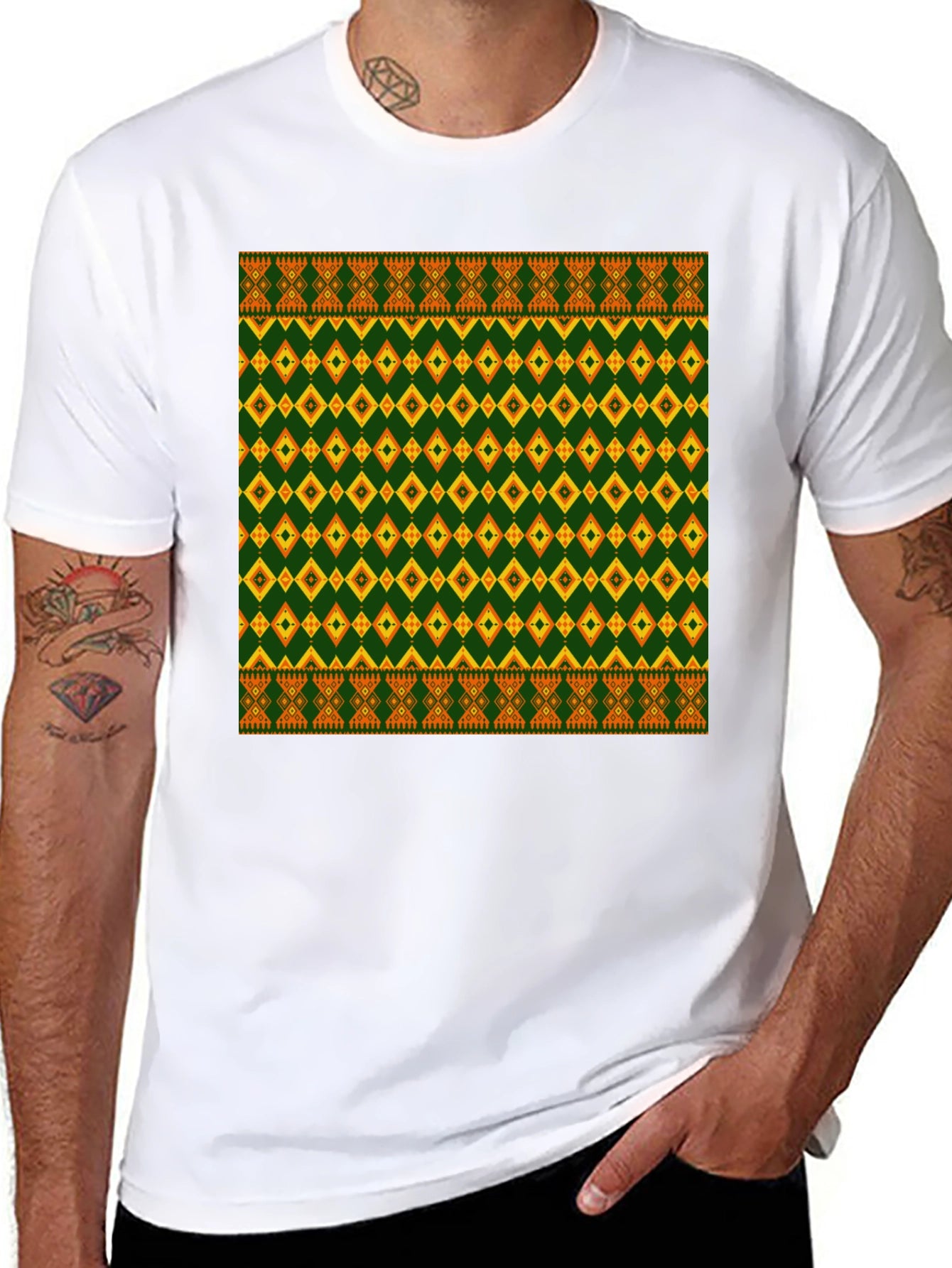 Tribal Pattern Black T-Shirt