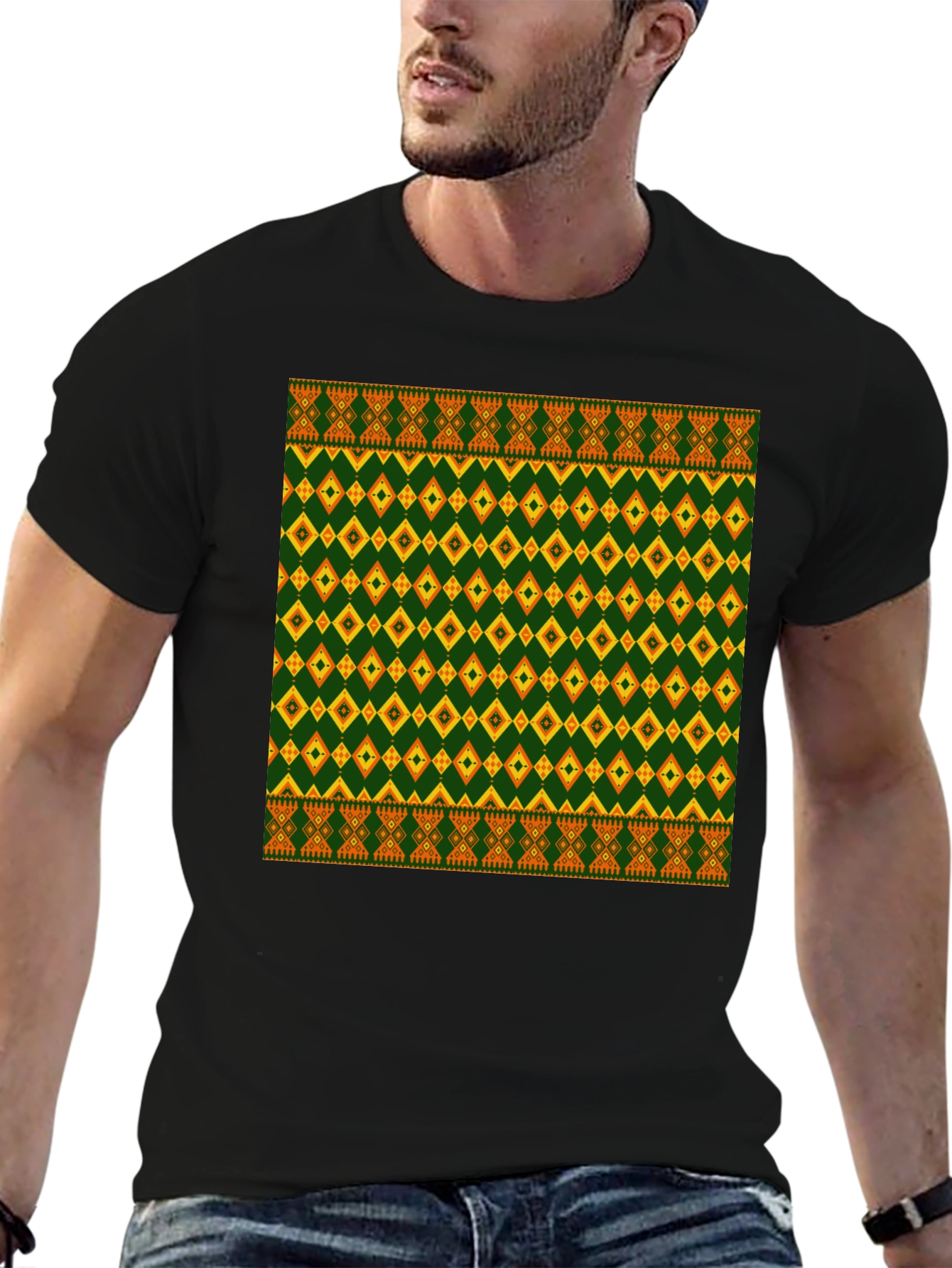 Tribal Pattern Black T-Shirt