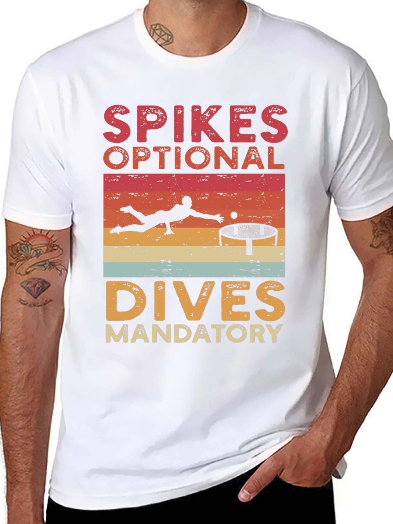 Volleyball T-Shirt: Spikes Optional Dives Mandatory