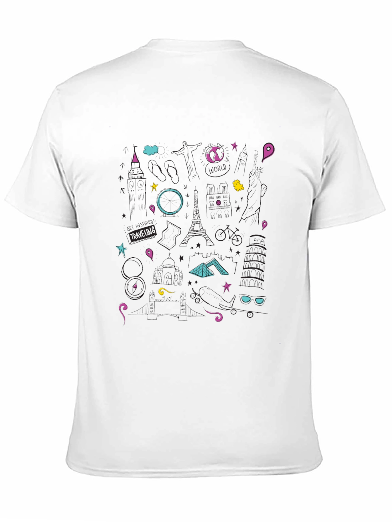 Modern Black Travel Graphic T-Shirt