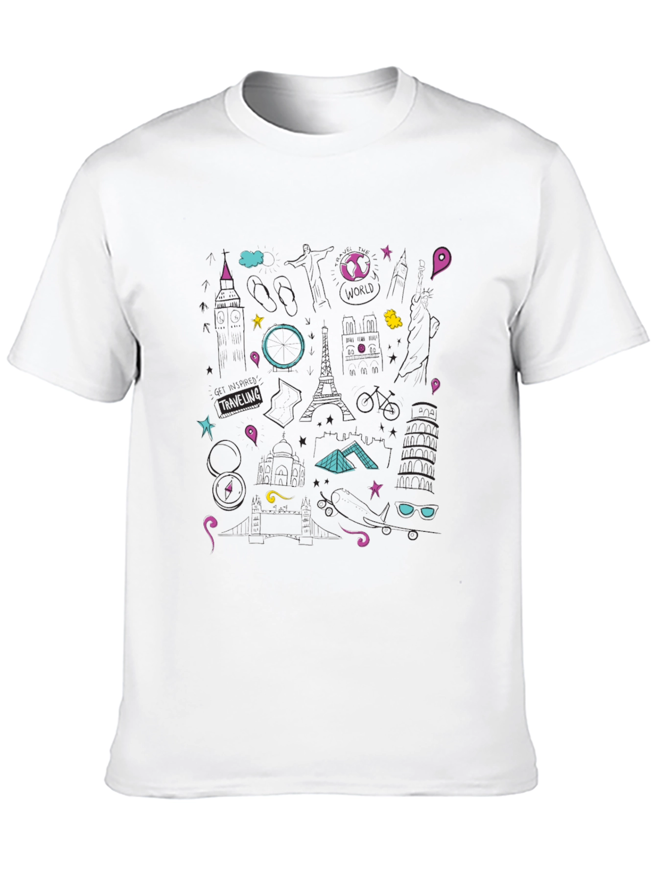 Modern Black Travel Graphic T-Shirt