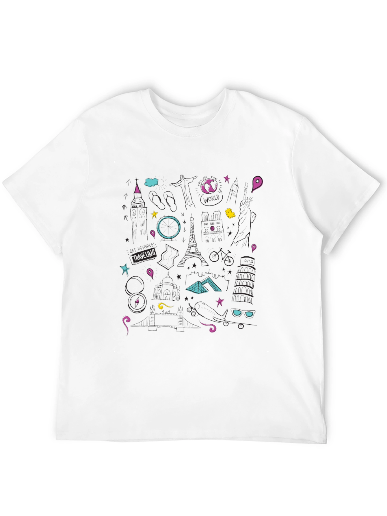 Modern Black Travel Graphic T-Shirt