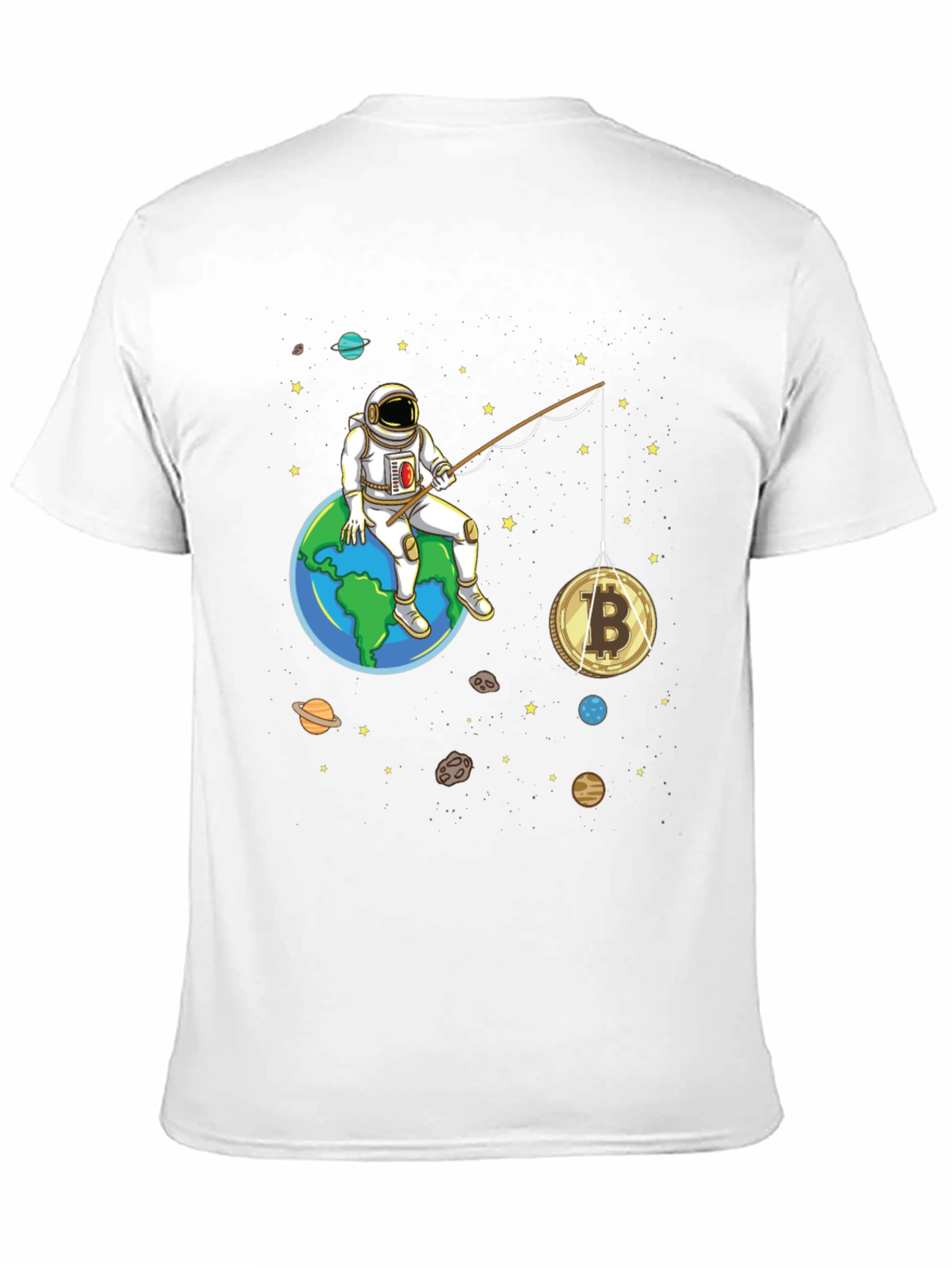 Astronaut Bitcoin Fishing Graphic Tee