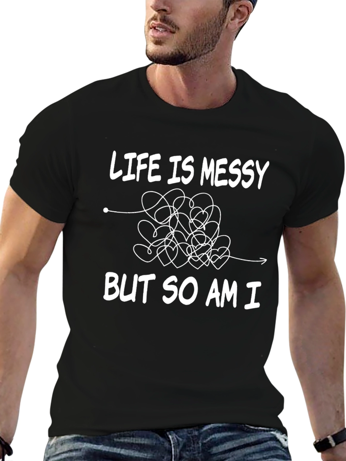 Life is Messy T-Shirt - Black Cotton Blend