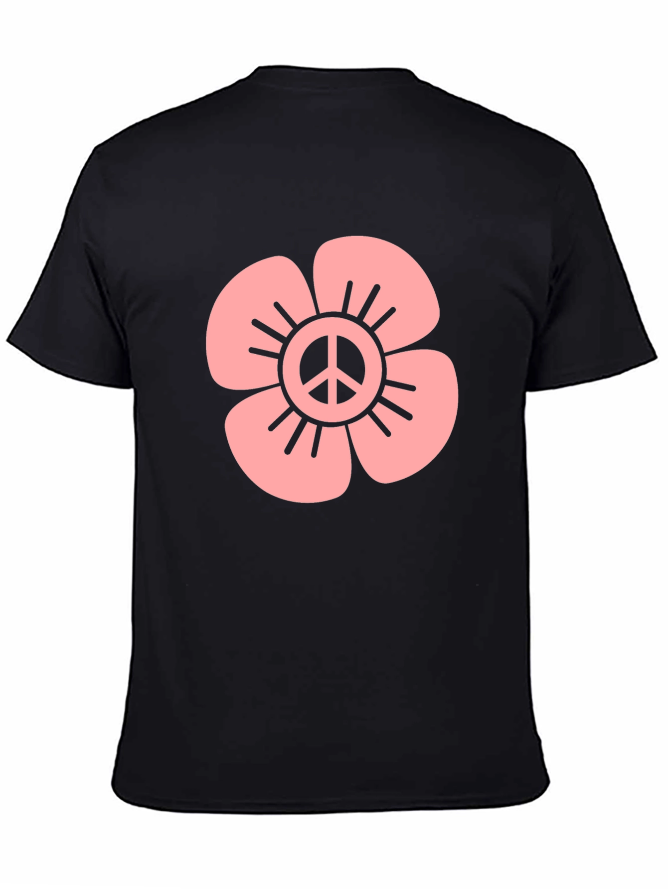 Peace Flower Graphic Tee - Black Cotton Blend