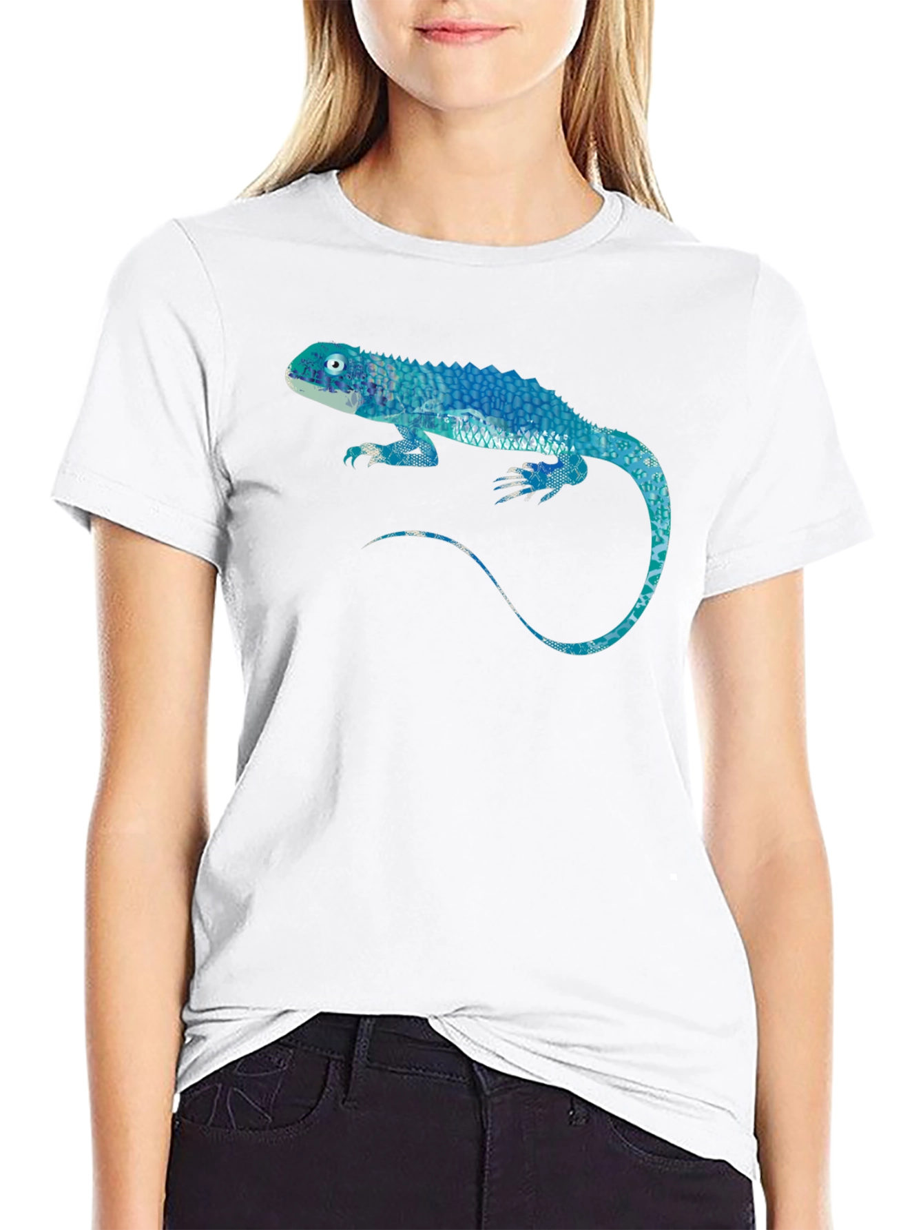 Blue Lizard Graphic Black T-Shirt