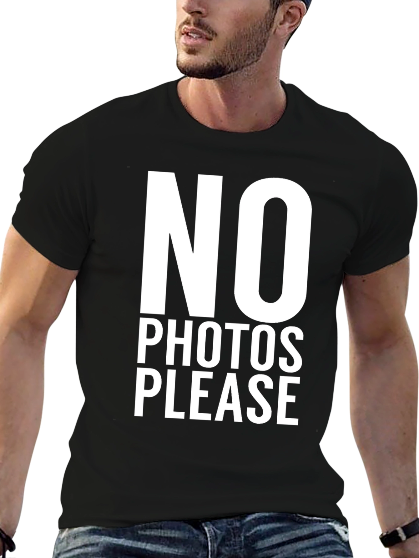 No Photos Please Slogan Graphic T-Shirt