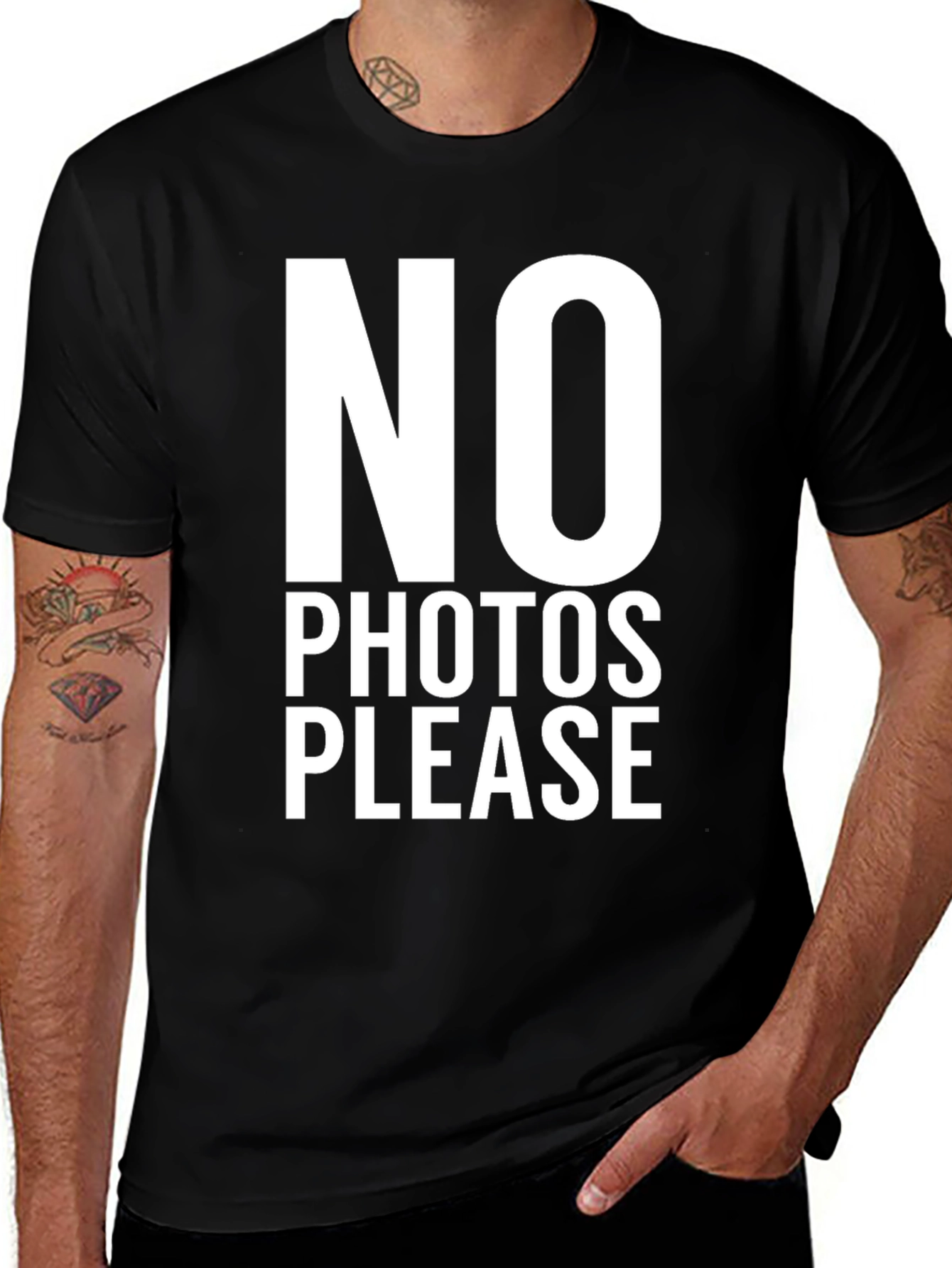 No Photos Please Slogan Graphic T-Shirt