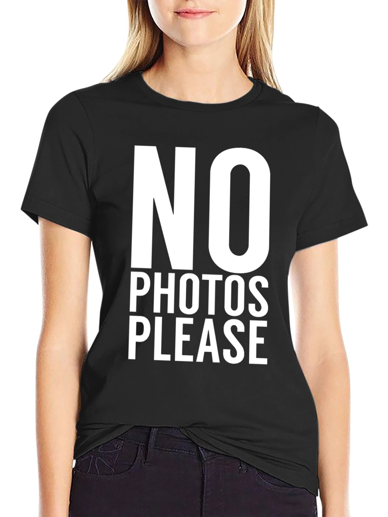 No Photos Please Slogan Graphic T-Shirt