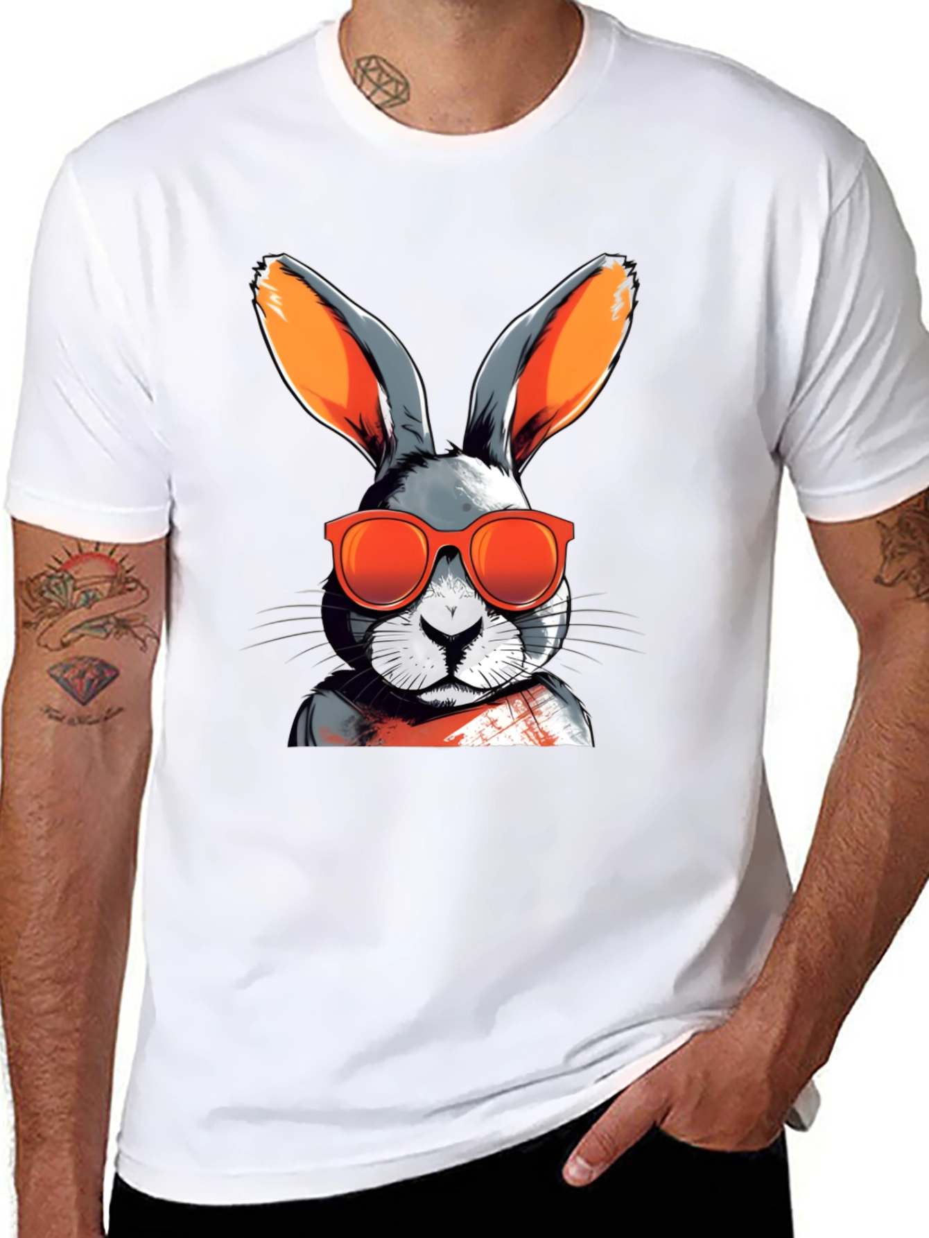 Cool Rabbit Graphic Tee - Black Cotton Blend