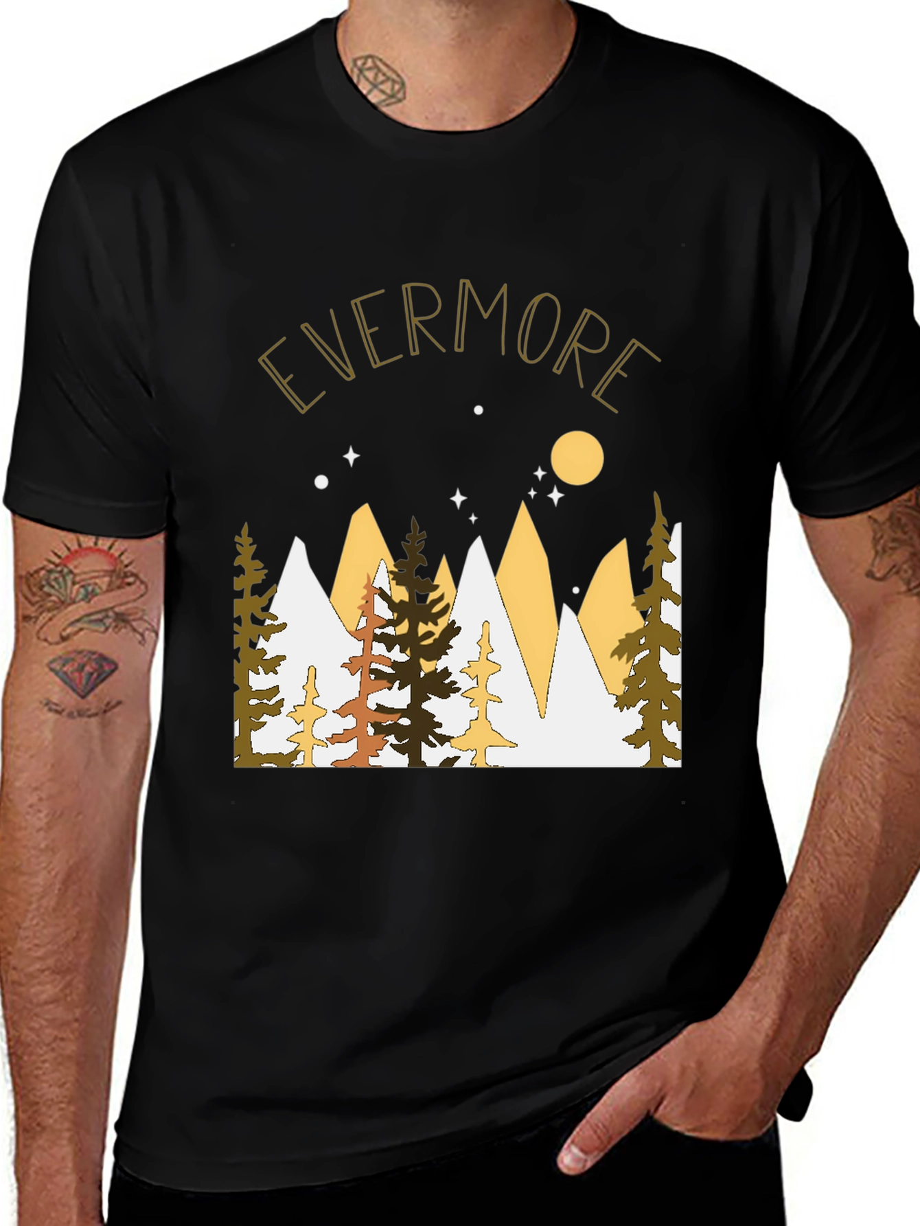 Evermore Graphic Tee - Mountain & Moon Print