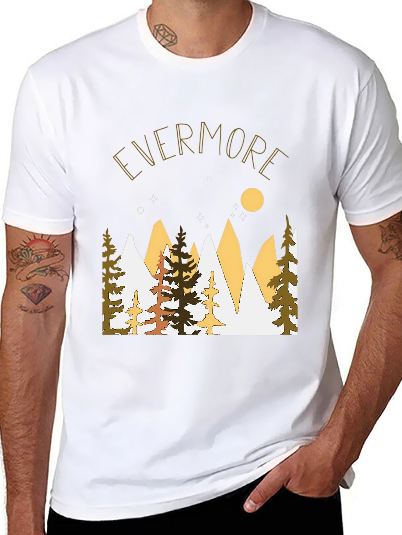 Evermore Graphic Tee - Mountain & Moon Print
