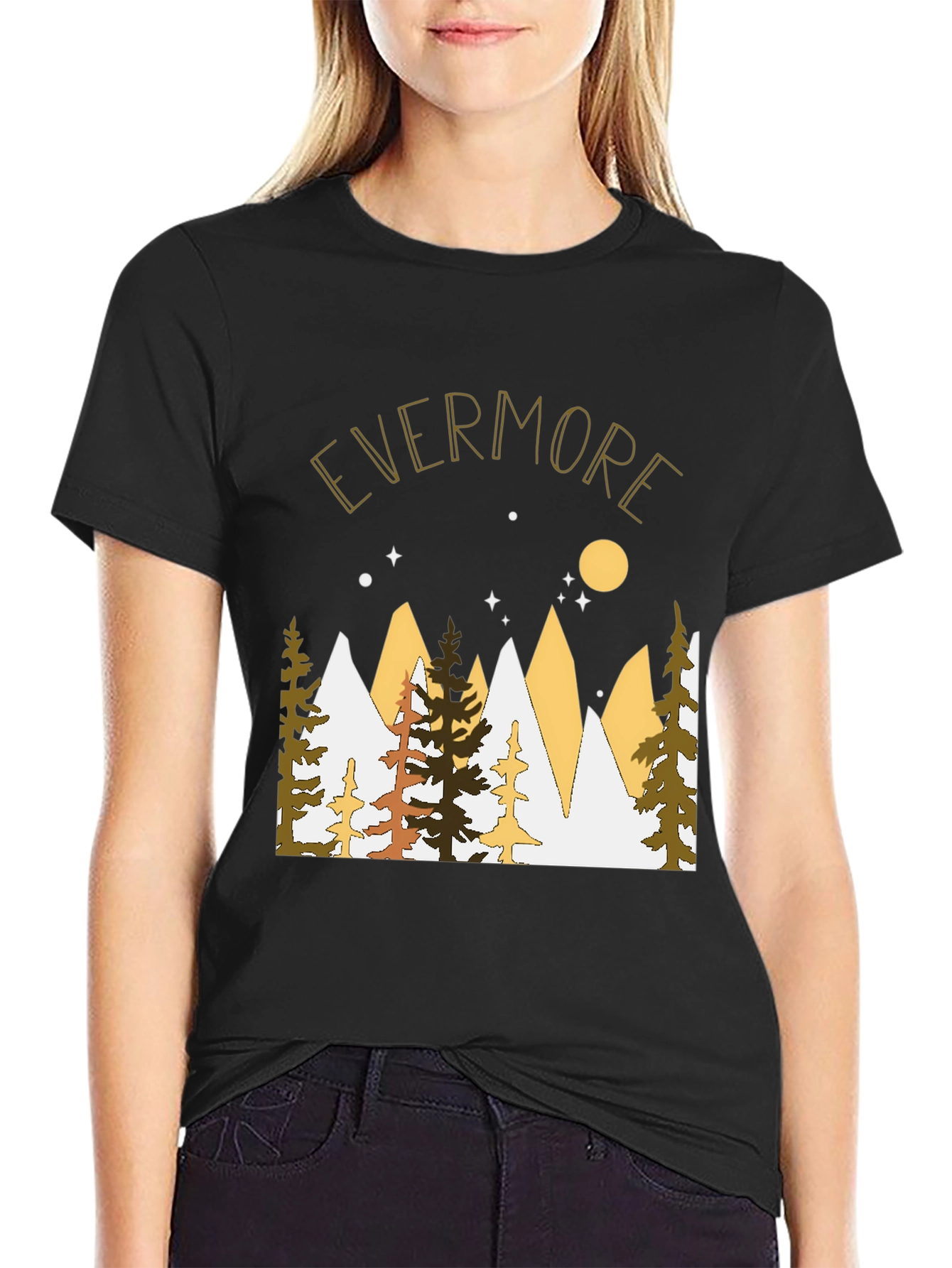 Evermore Graphic Tee - Mountain & Moon Print
