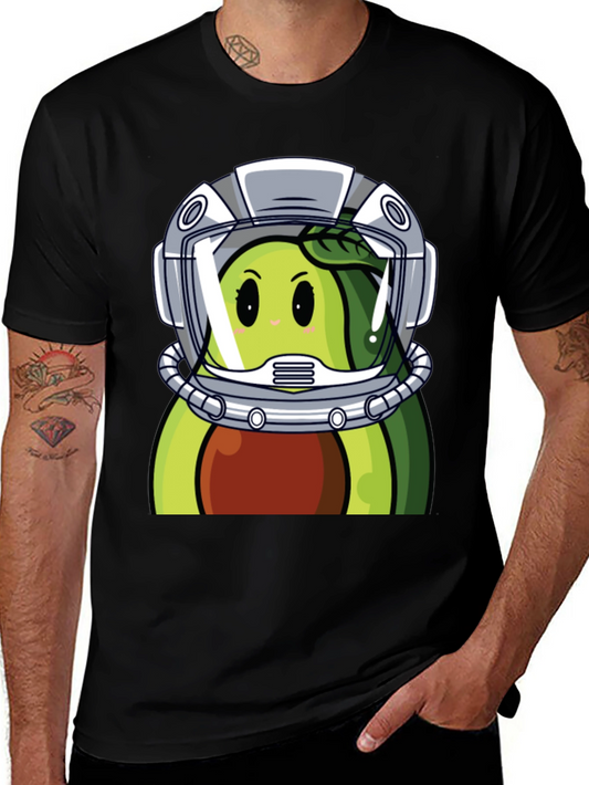 Avocado Astronaut Graphic Tee - Unique Black T-Shirt