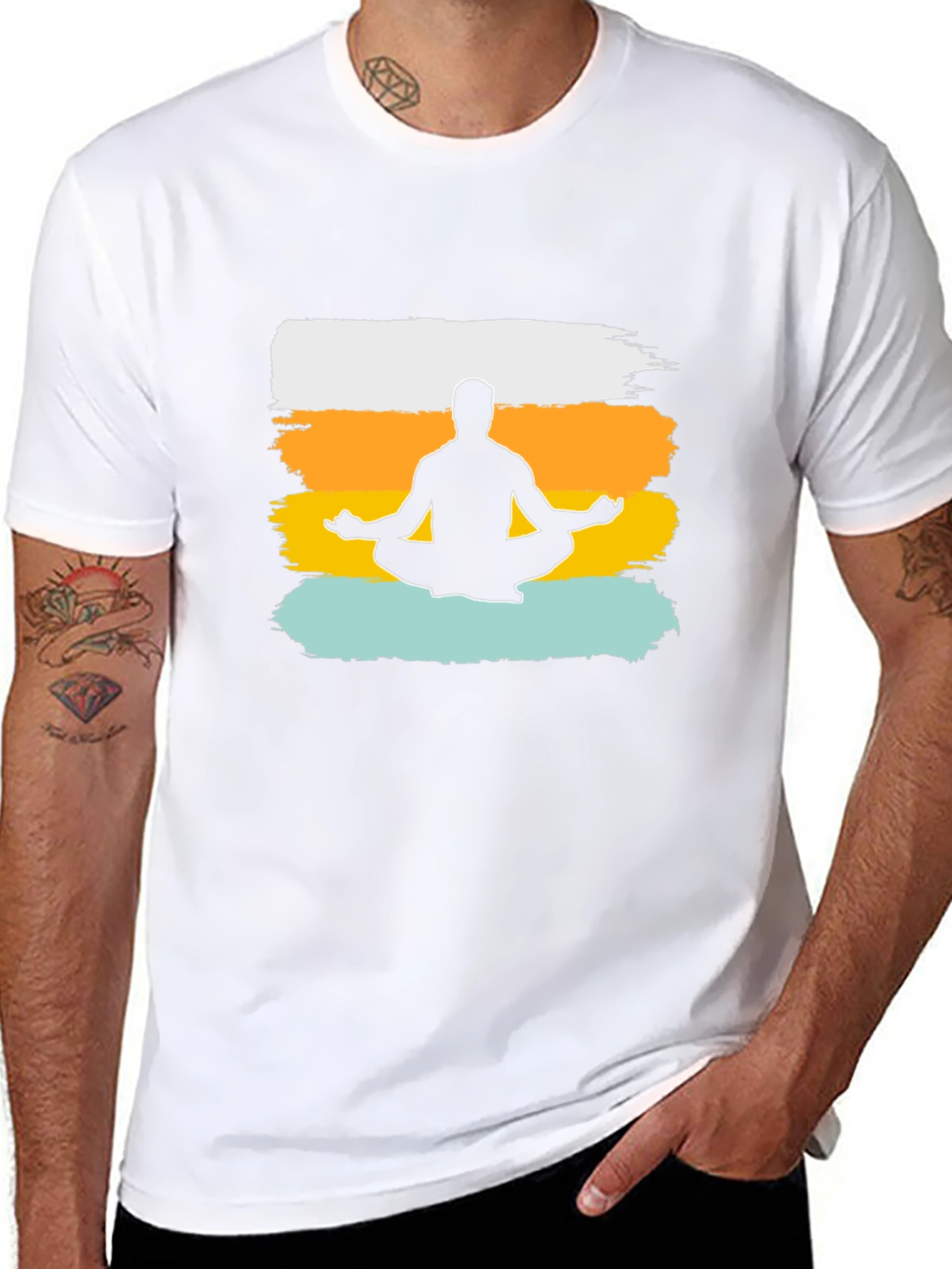 Meditate Man Graphic Tee - Black Cotton T-Shirt