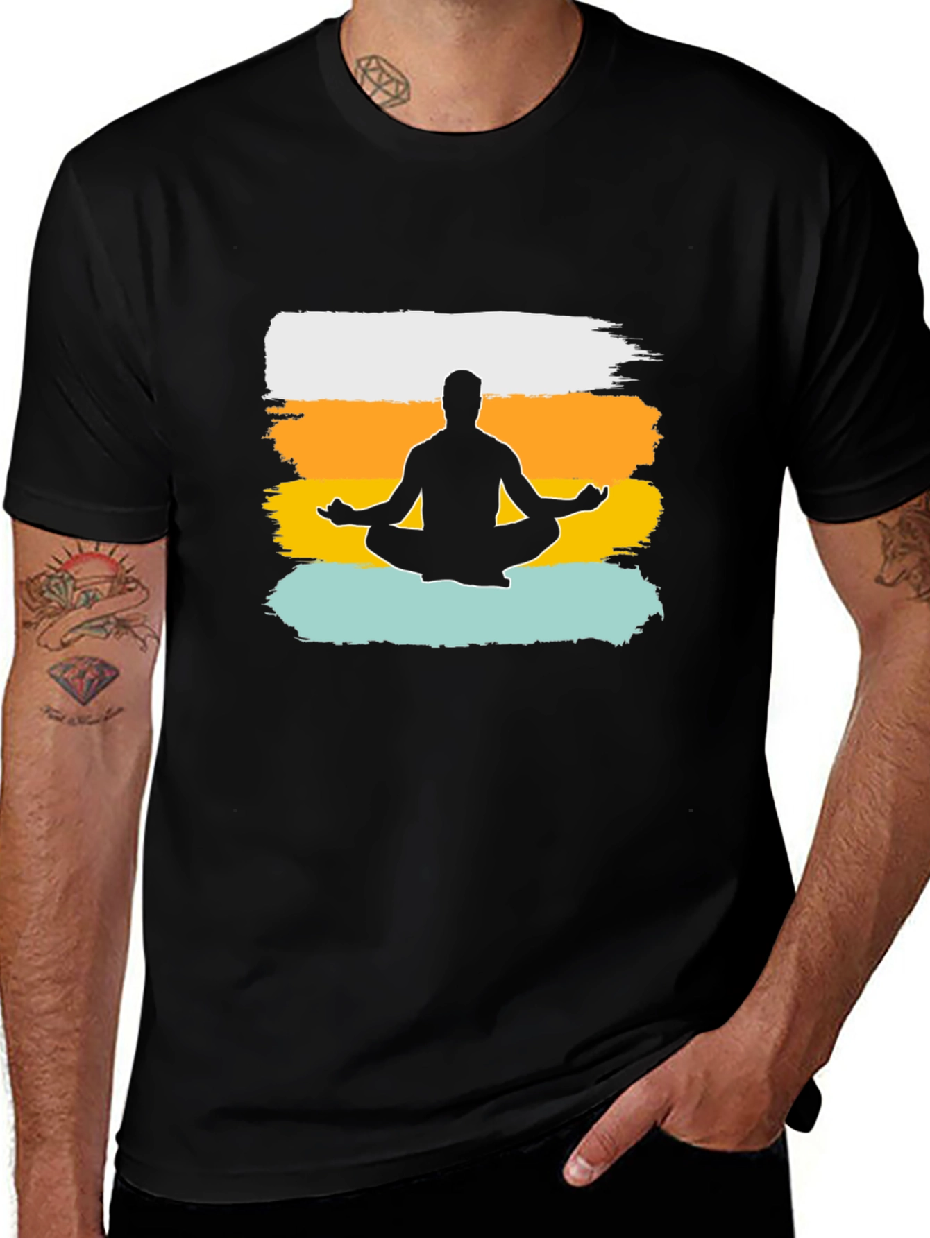 Meditate Man Graphic Tee - Black Cotton T-Shirt