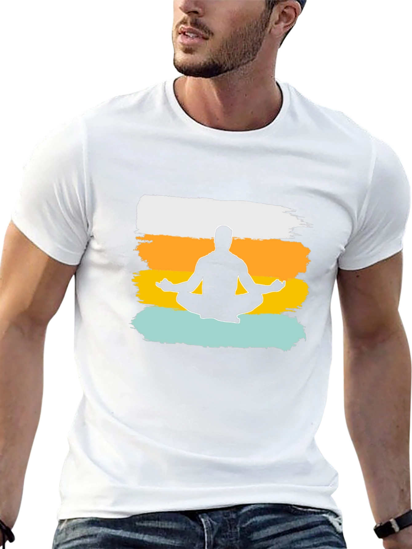 Meditate Man Graphic Tee - Black Cotton T-Shirt