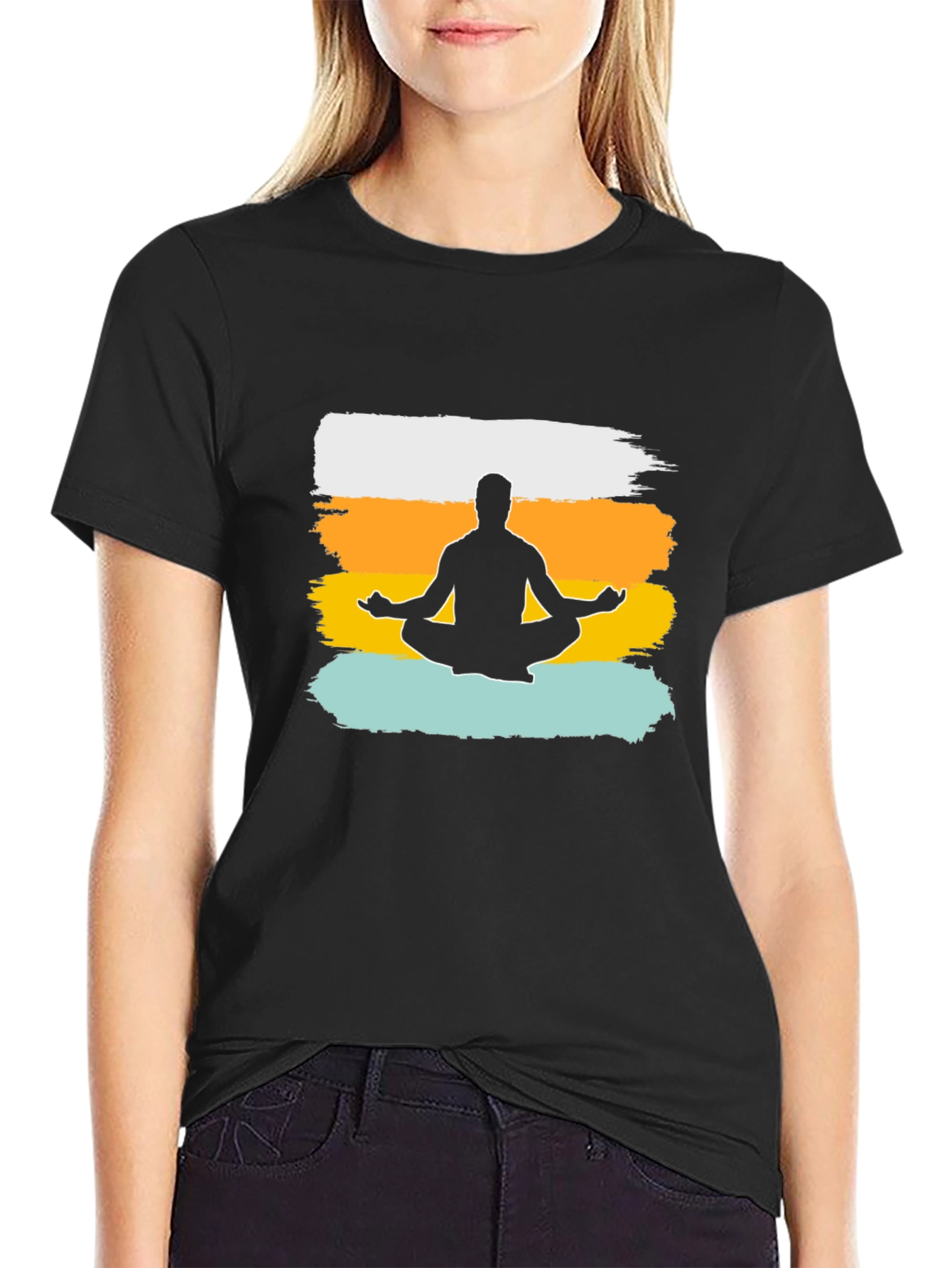 Meditate Man Graphic Tee - Black Cotton T-Shirt