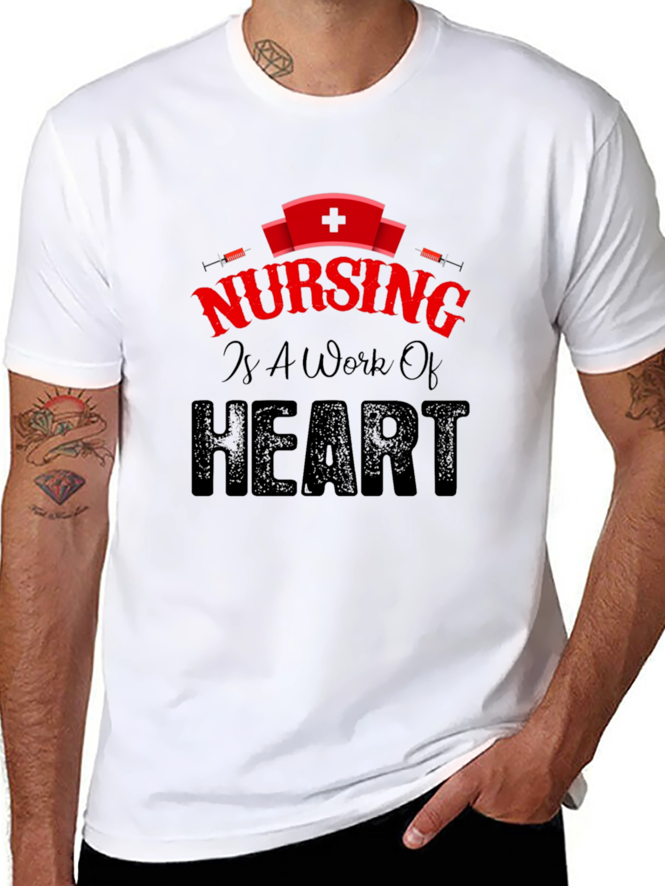 Nursing is a Work of Heart Graphic Tee