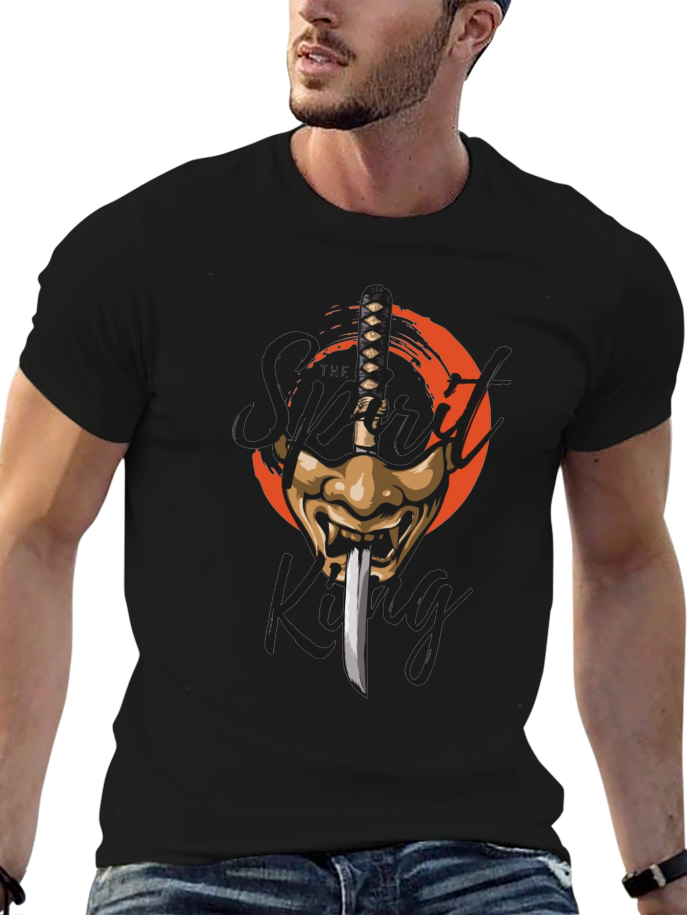 Samurai Sword & Mask Graphic T-Shirt