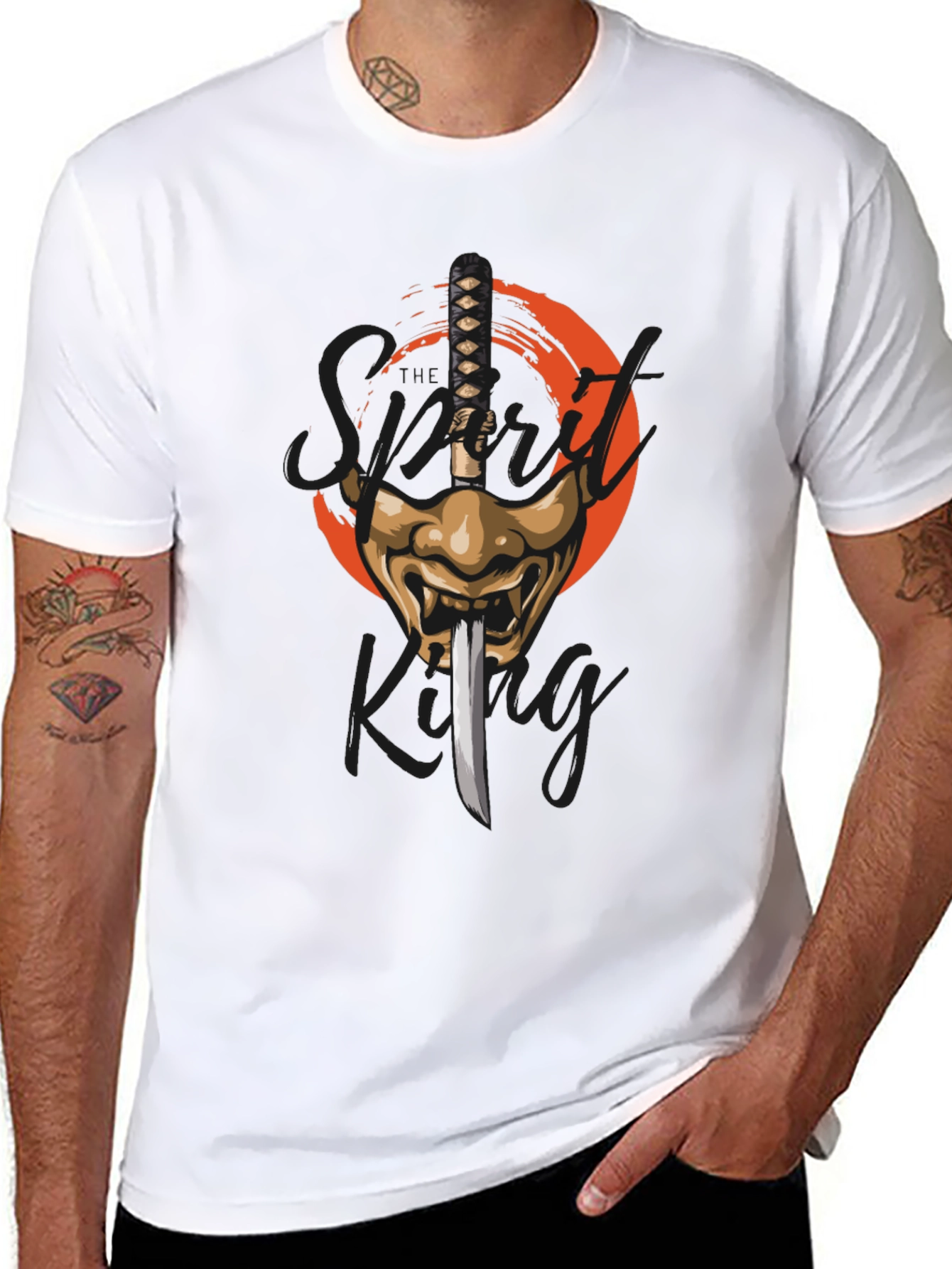 Samurai Sword & Mask Graphic T-Shirt