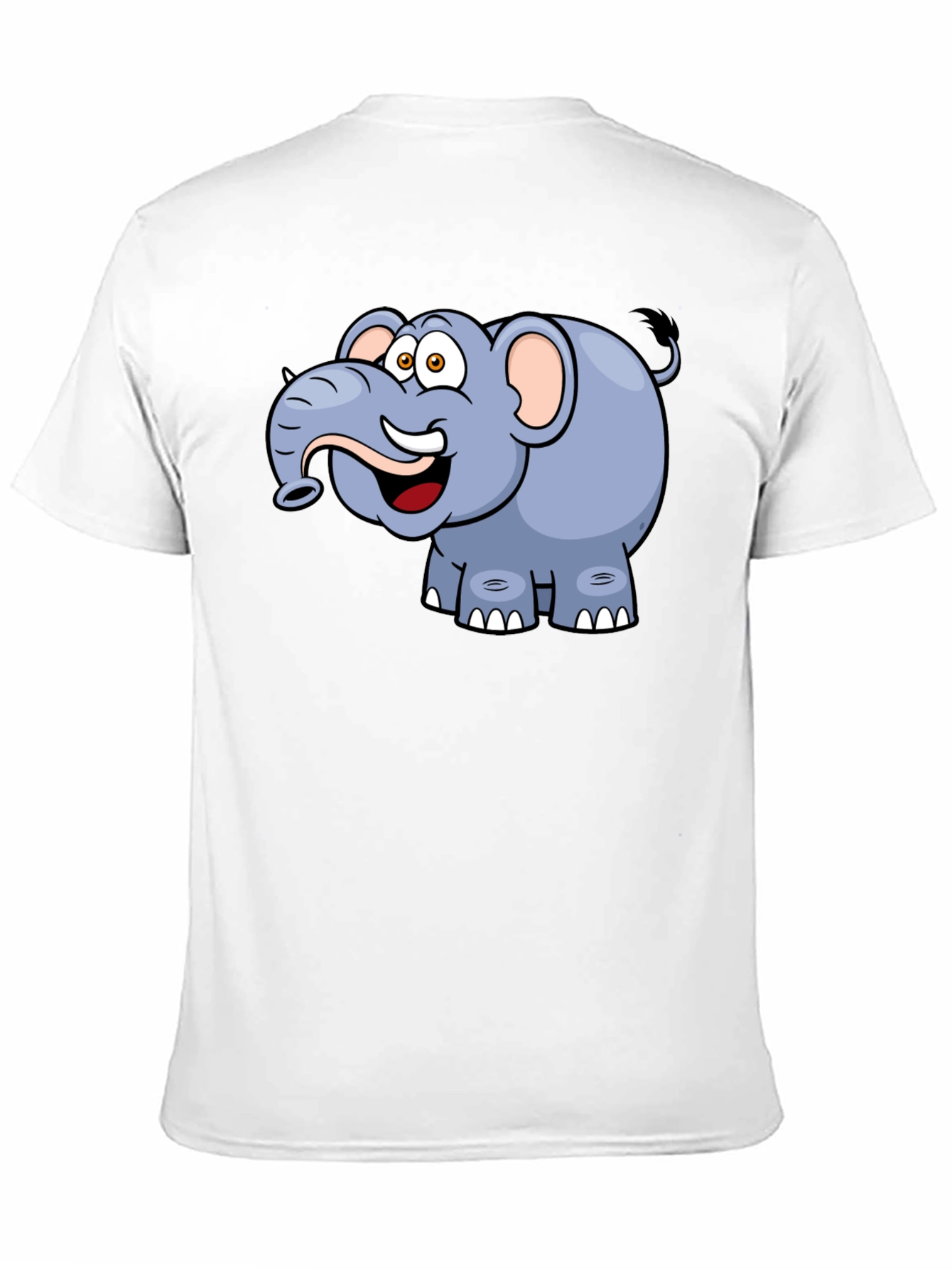 Cartoon Elephant Graphic Tee - Black Casual T-Shirt