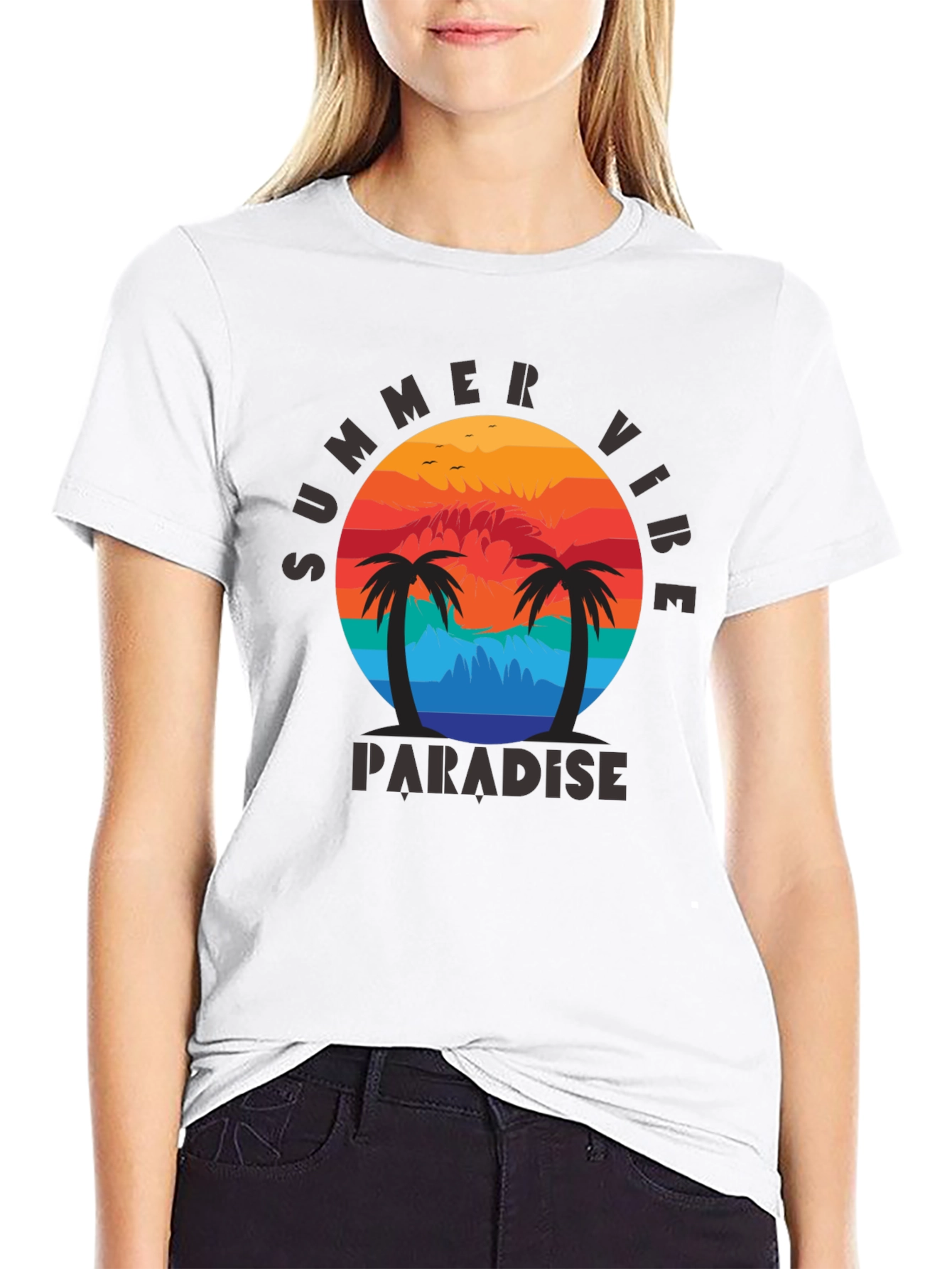 Summer Vibe Paradise Black T-Shirt
