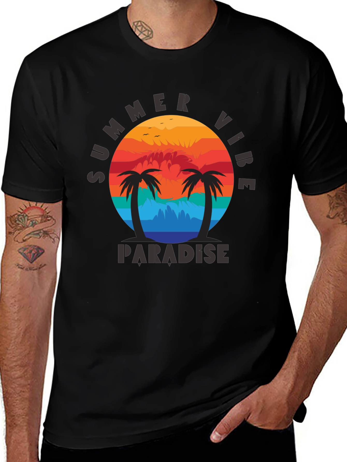 Summer Vibe Paradise Black T-Shirt