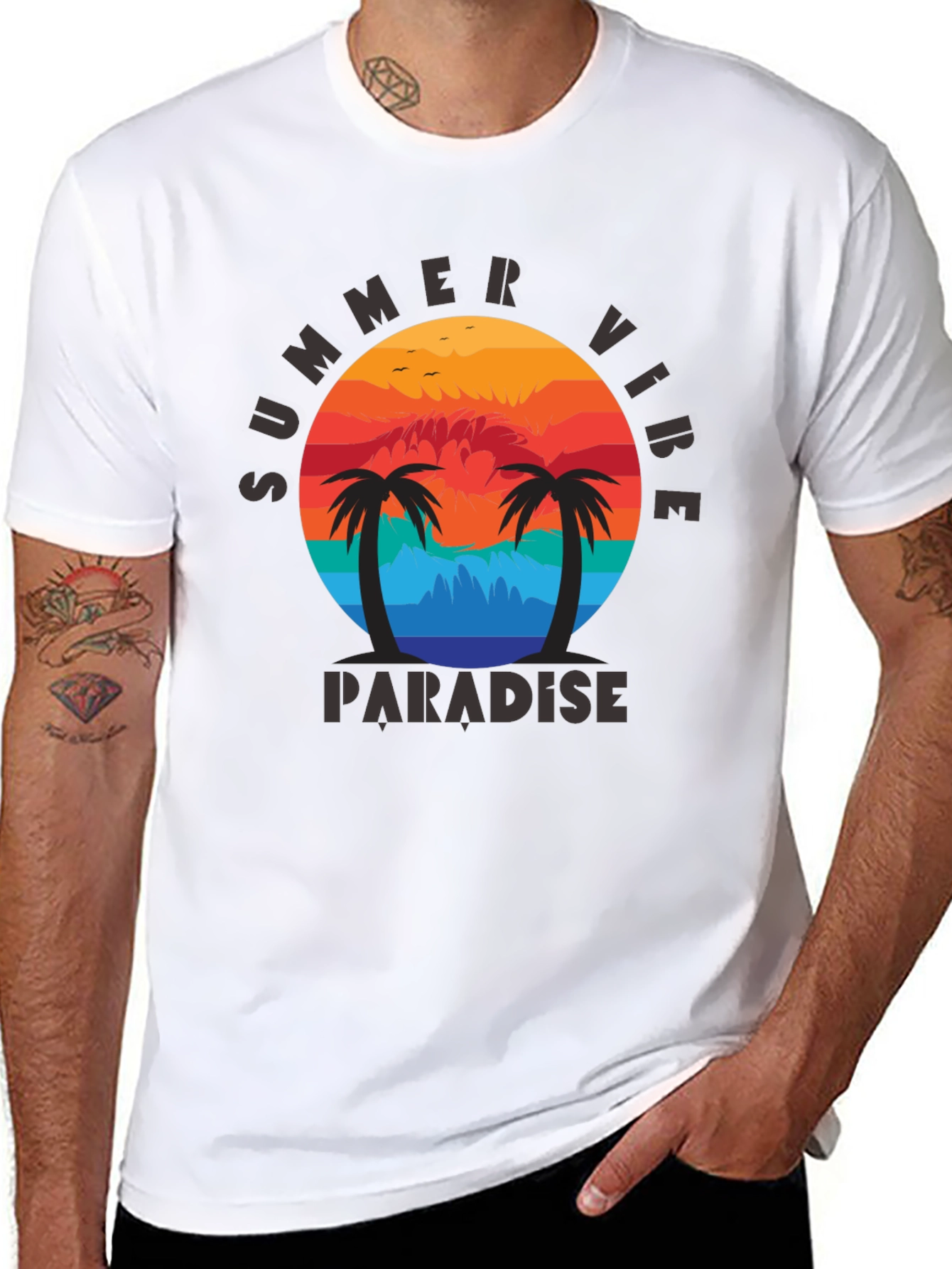 Summer Vibe Paradise Black T-Shirt