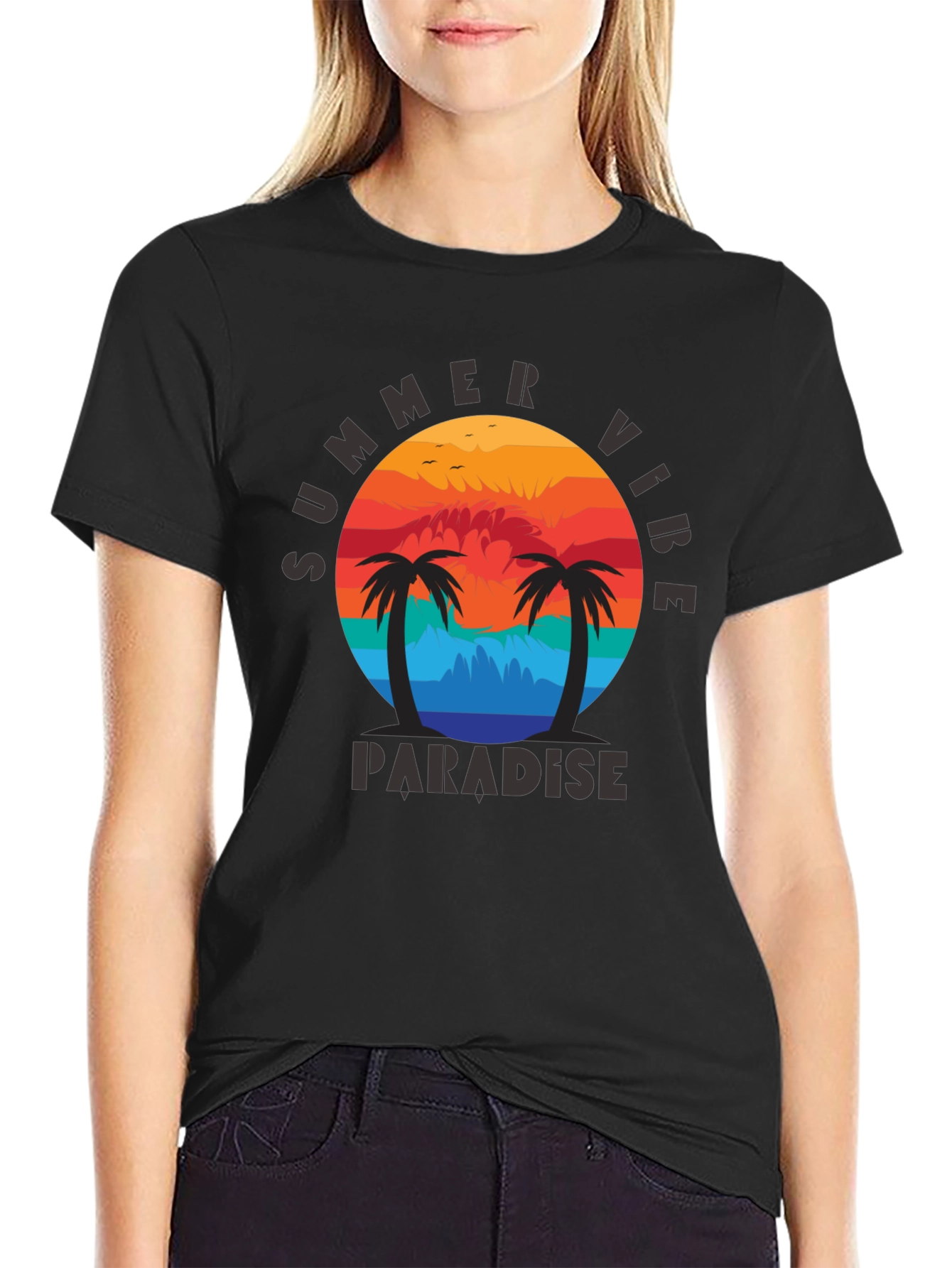 Summer Vibe Paradise Black T-Shirt