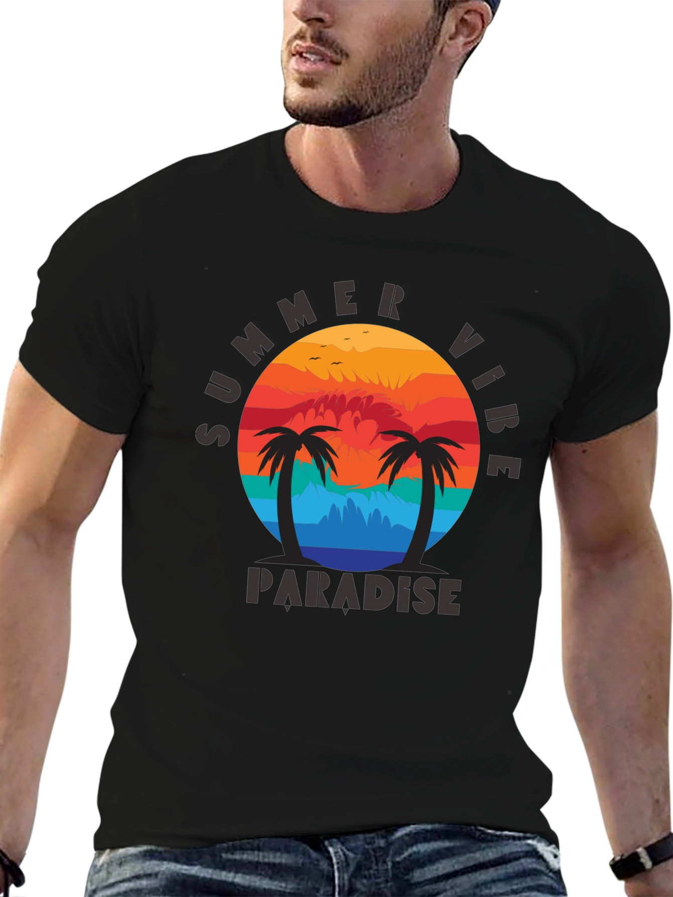 Summer Vibe Paradise Black T-Shirt