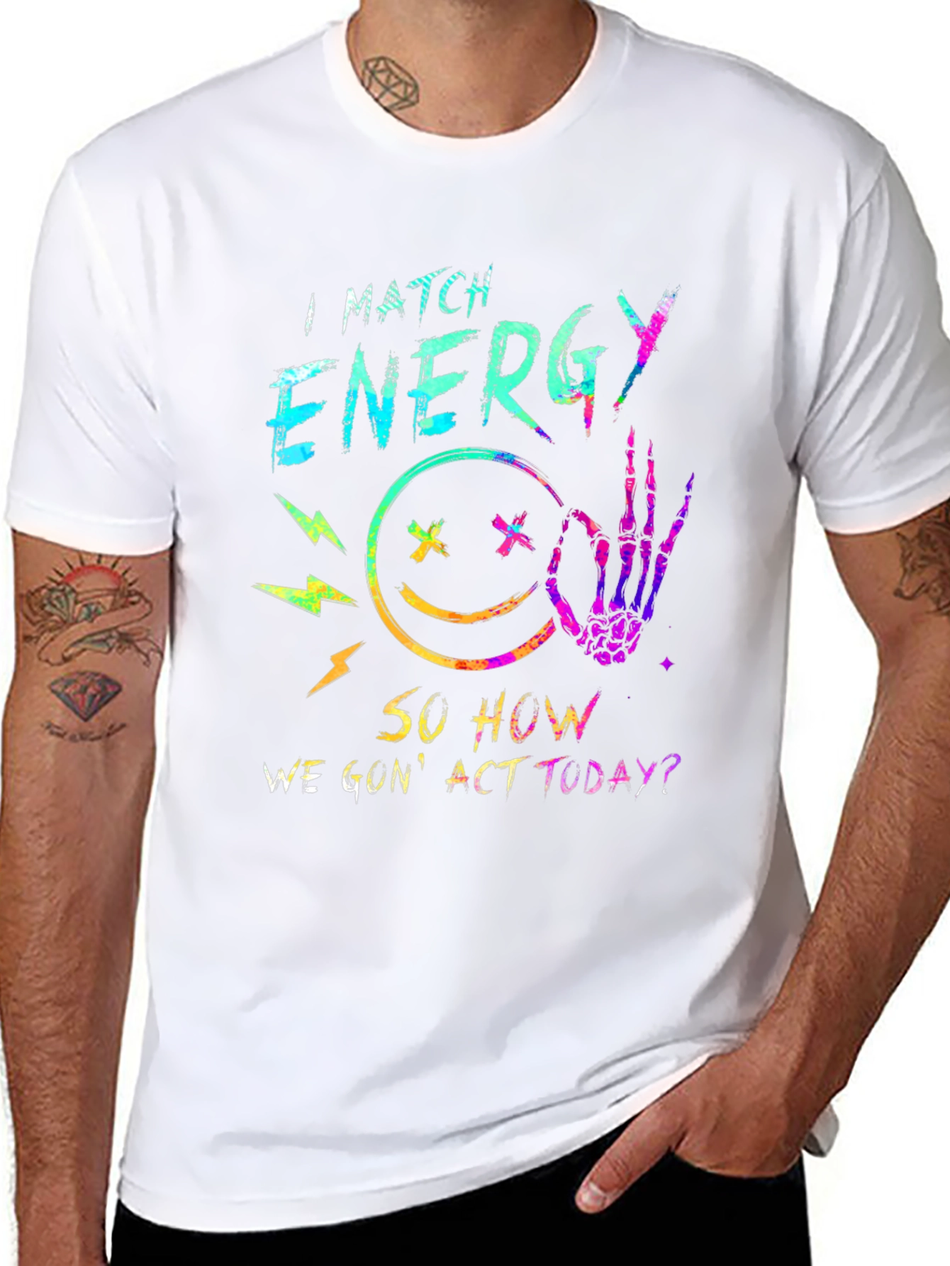 I Match Energy Graphic Tee - Trendy Black T-Shirt