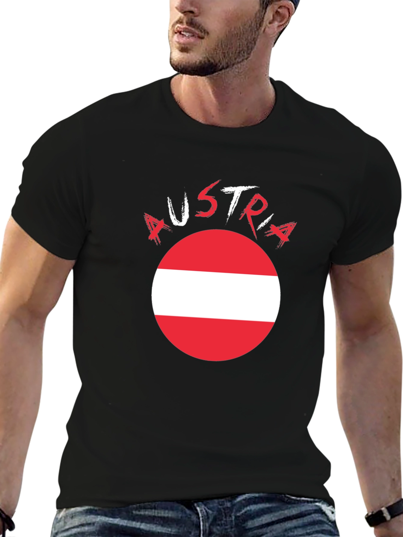 Austria Flag T-Shirt - Black Cotton Tee