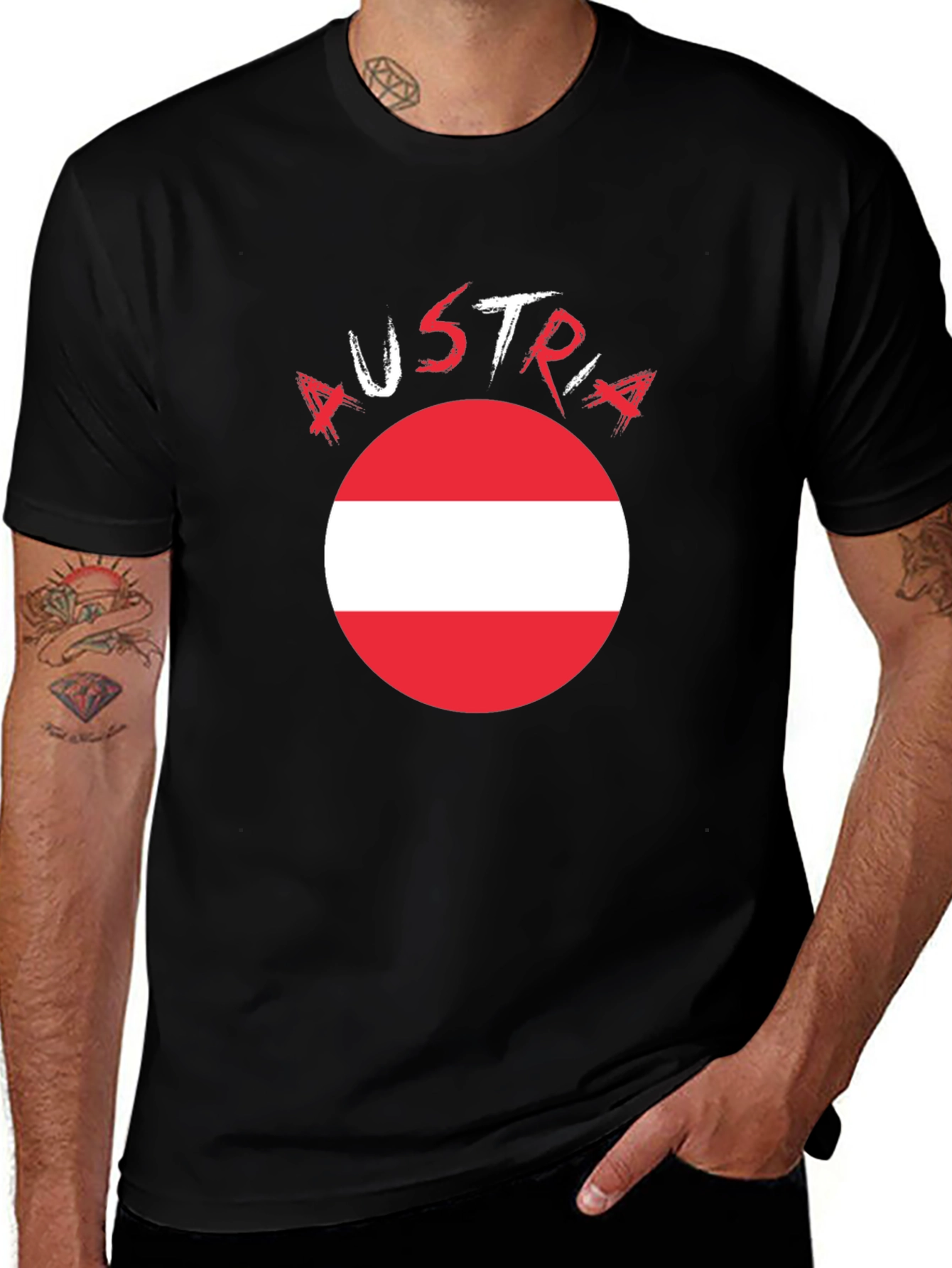 Austria Flag T-Shirt - Black Cotton Tee