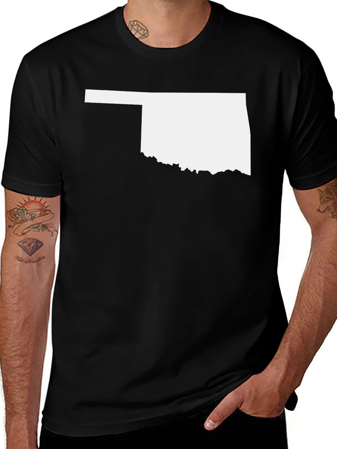 Oklahoma State Outline T-Shirt - Black