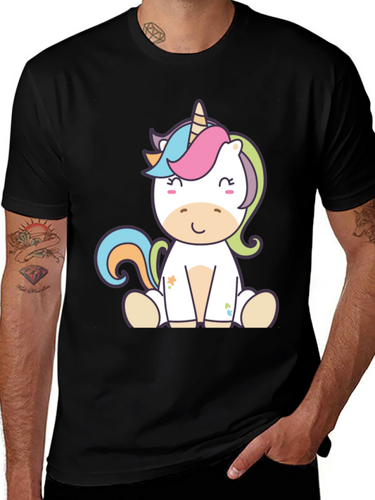 Cute Unicorn Graphic Tee - Black Casual T-Shirt