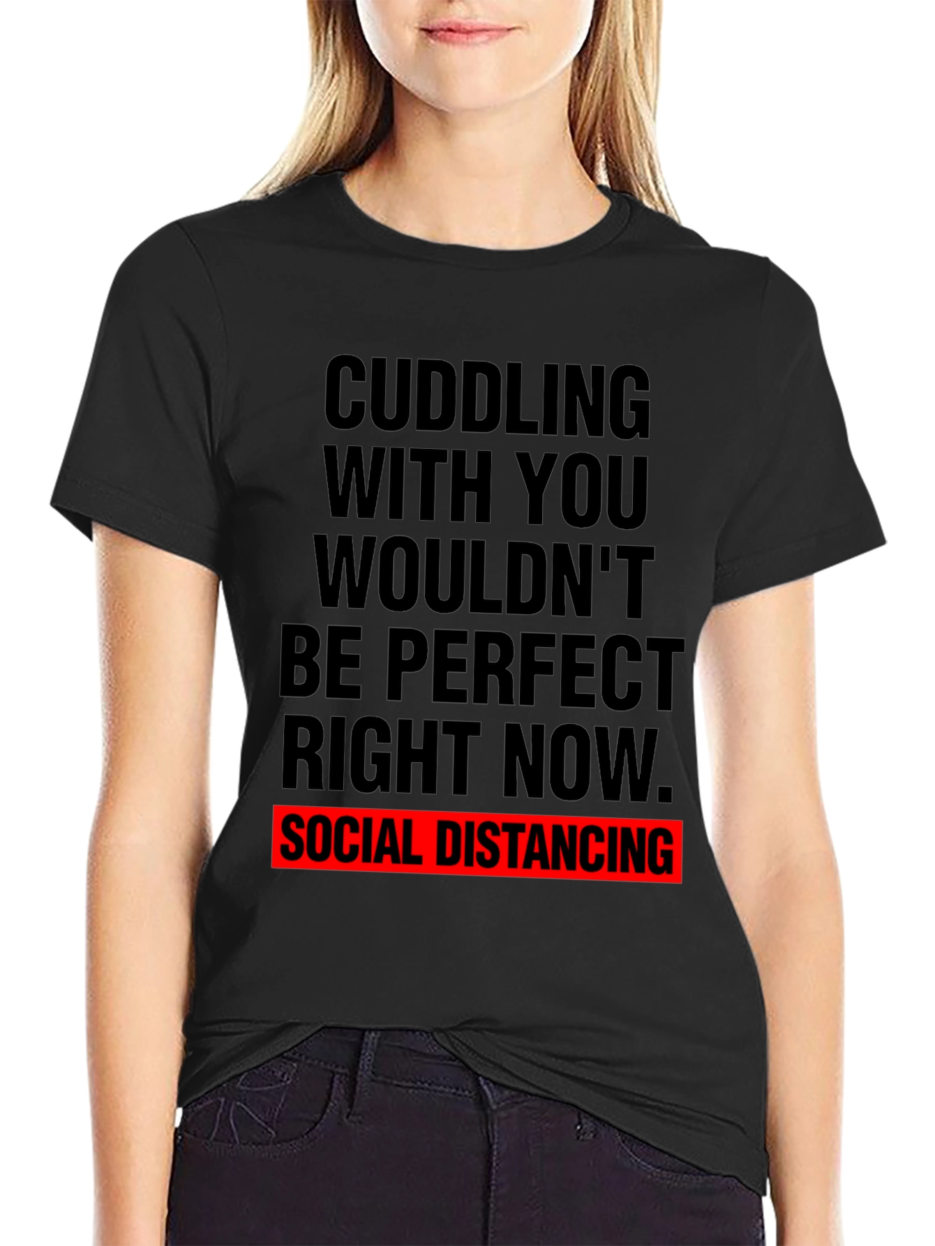 Social Distancing Graphic Tee - Black Cotton