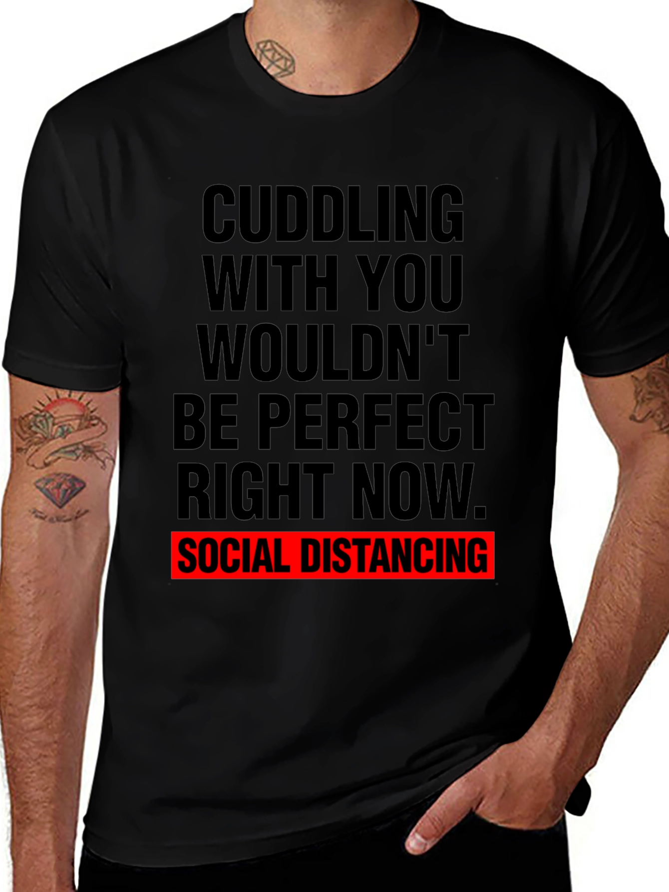 Social Distancing Graphic Tee - Black Cotton