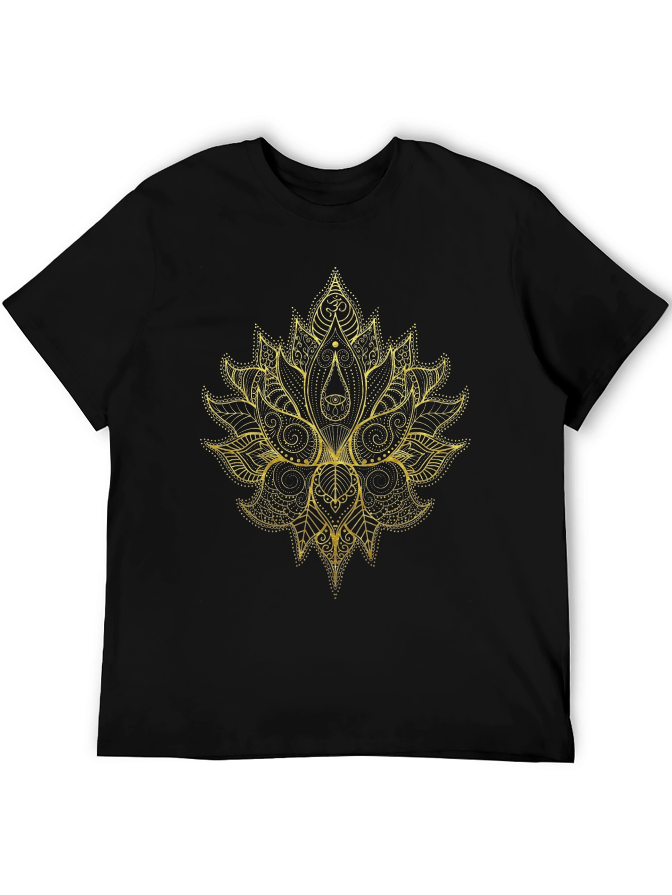 Mystic Gold Lotus Graphic Black T-Shirt
