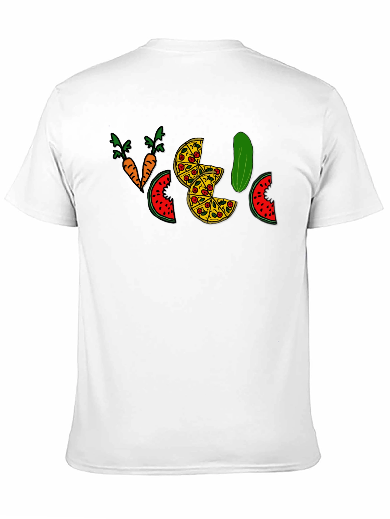 Funny Pizza Pickle Carrots Watermelon Black T-Shirt