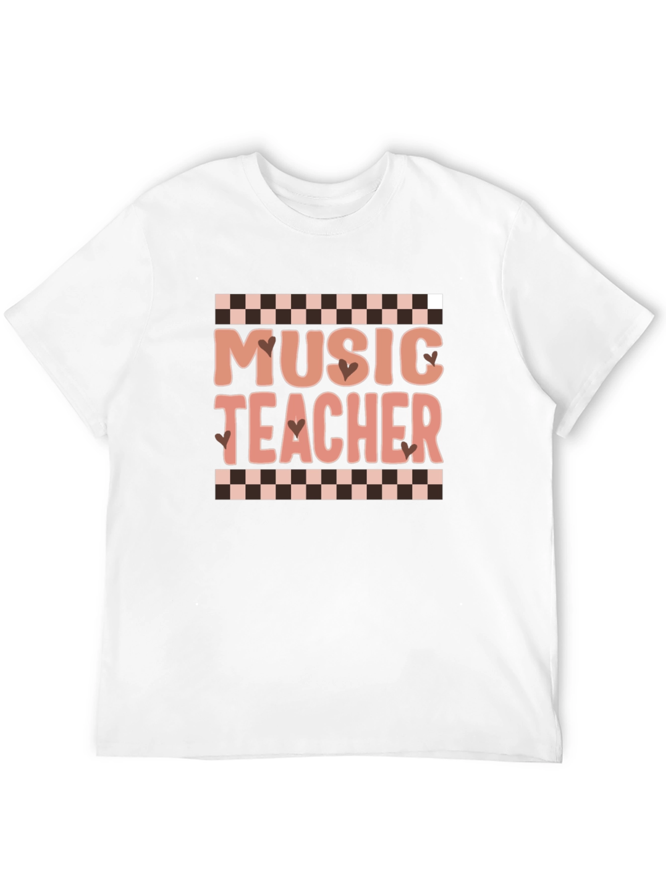 Music Teacher Graphic Tee Checkered Design