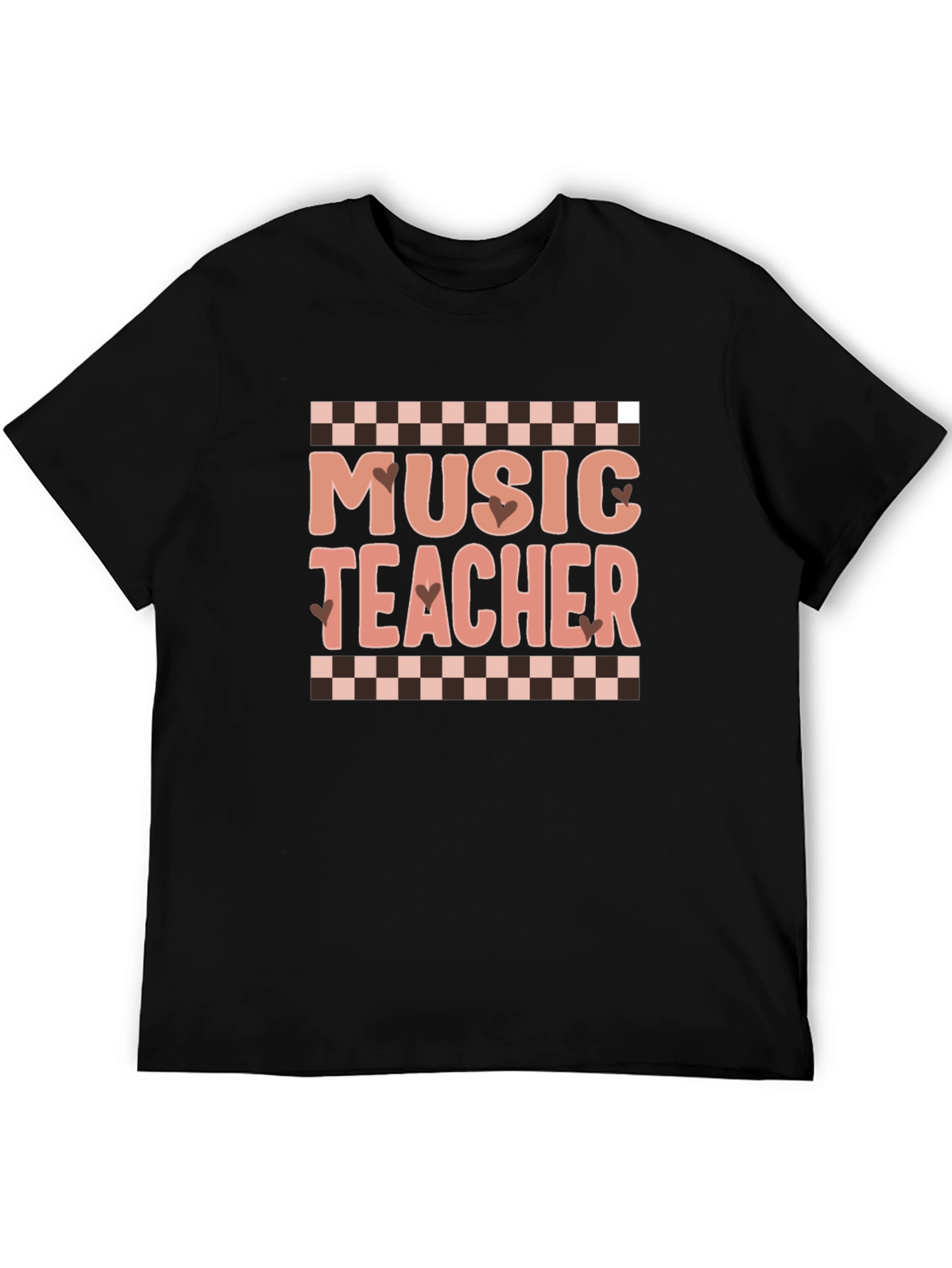 Music Teacher Graphic Tee Checkered Design