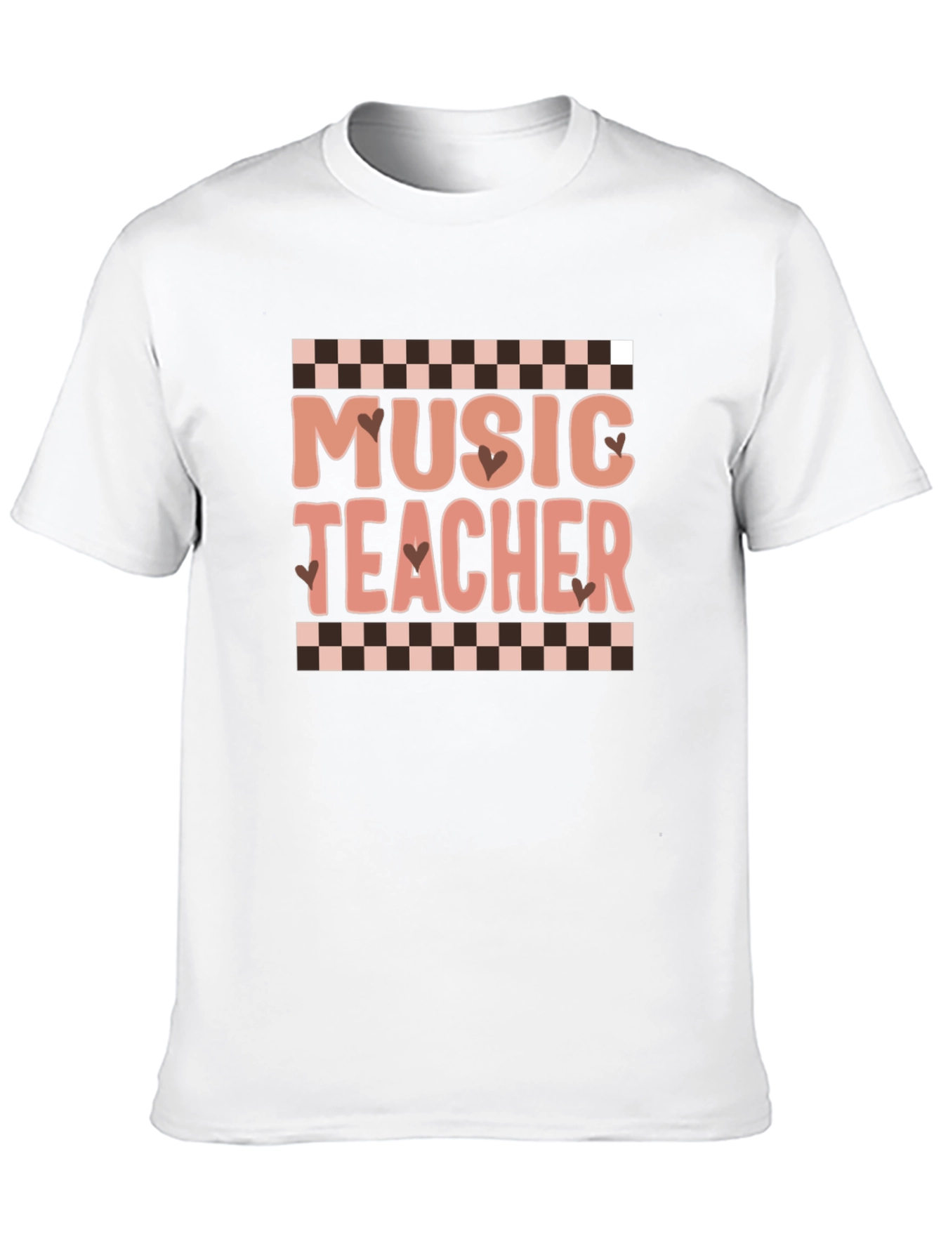 Music Teacher Graphic Tee Checkered Design