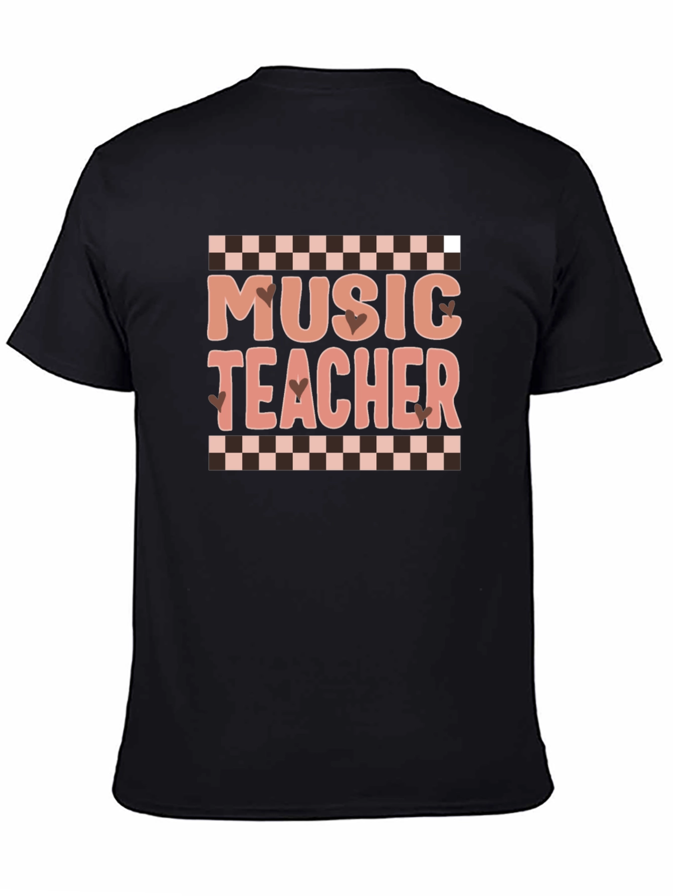Music Teacher Graphic Tee Checkered Design